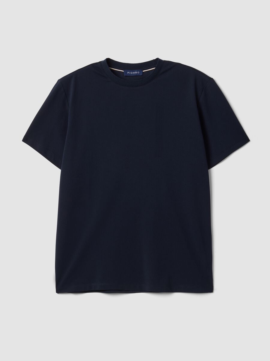T-shirt blu in misto cotone piquet elasticizzato regular fit Easy Dry_0