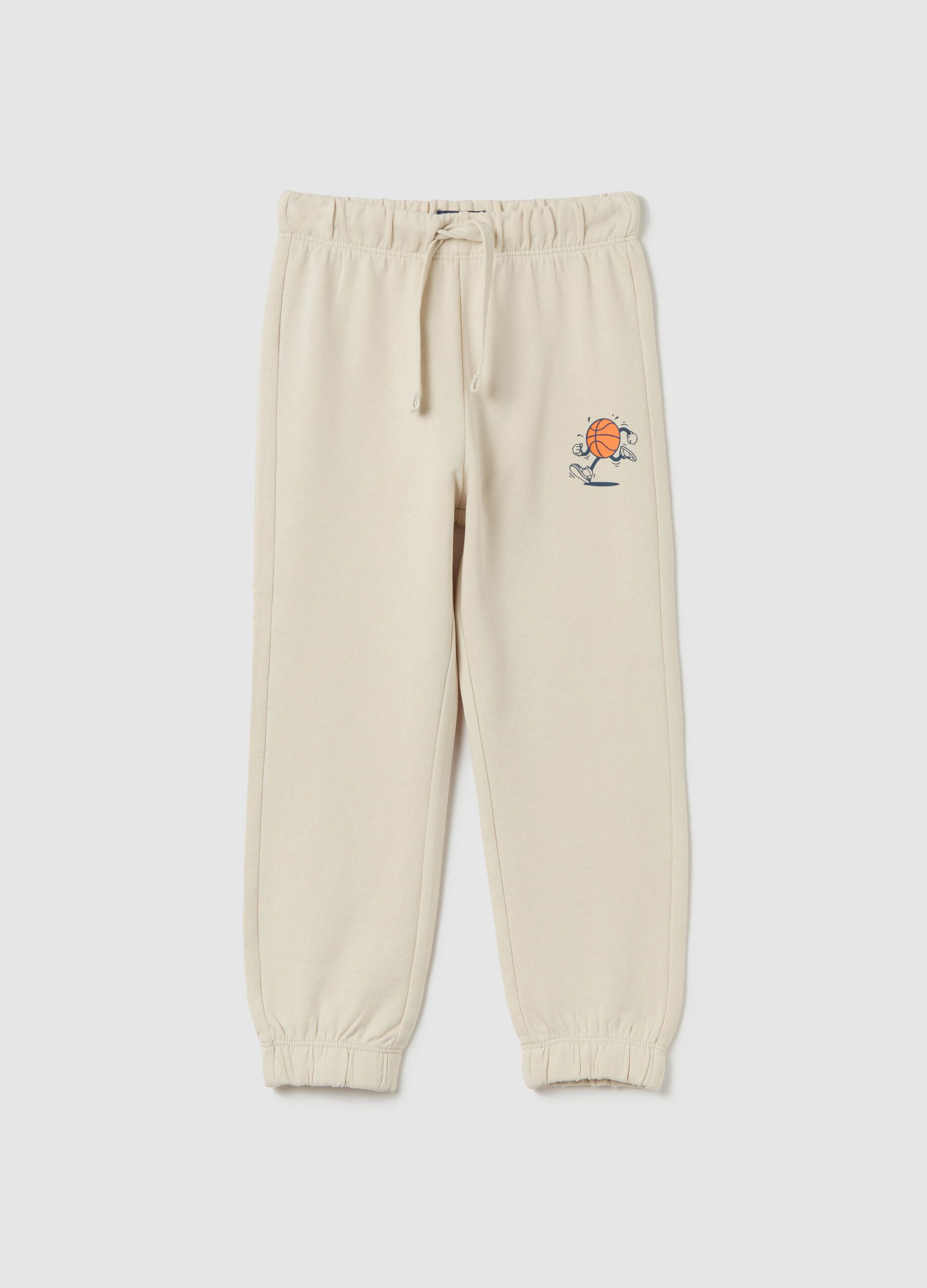 French Terry joggers with drawstring and print