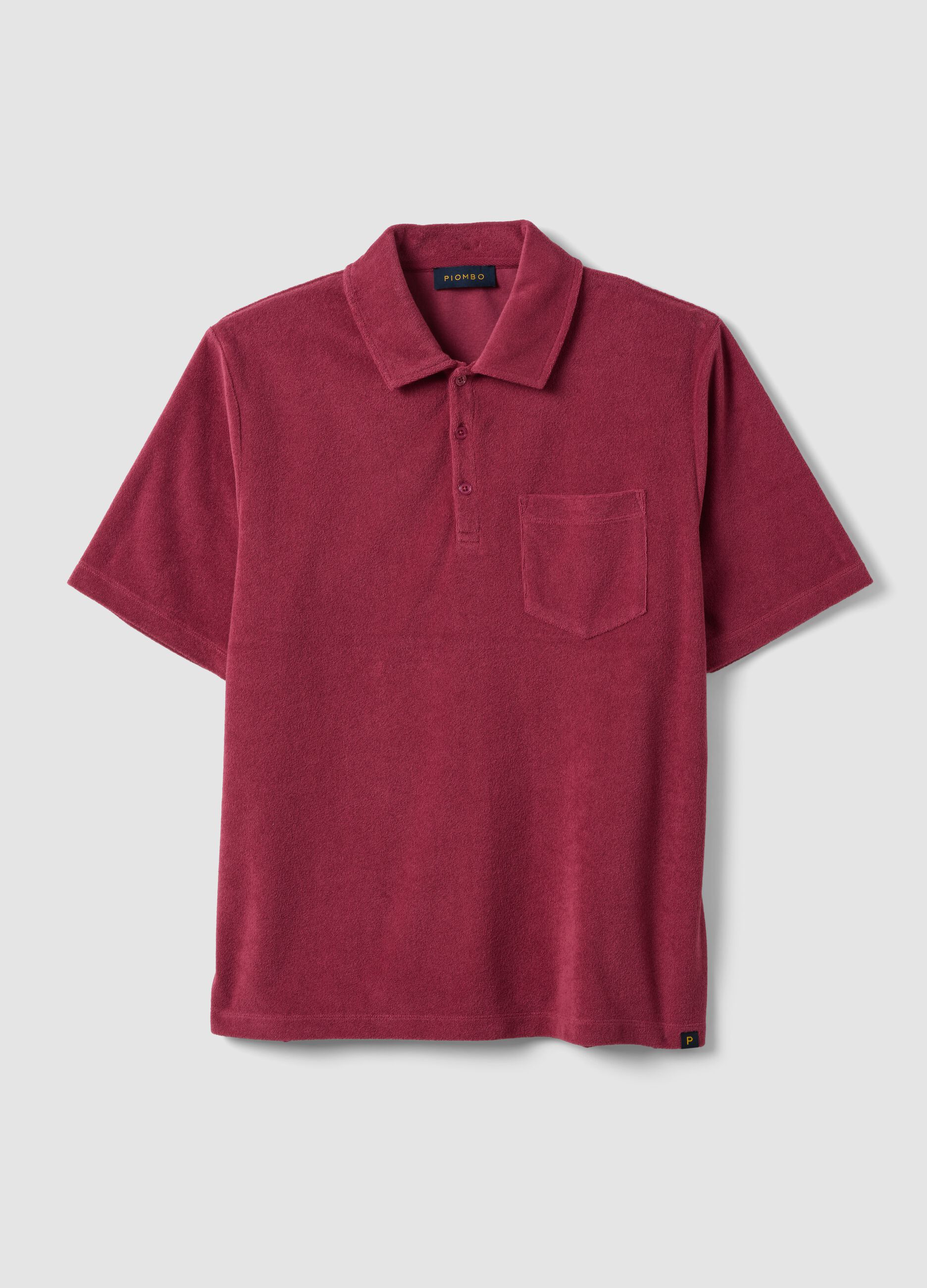 Red cotton-blend polo shirt