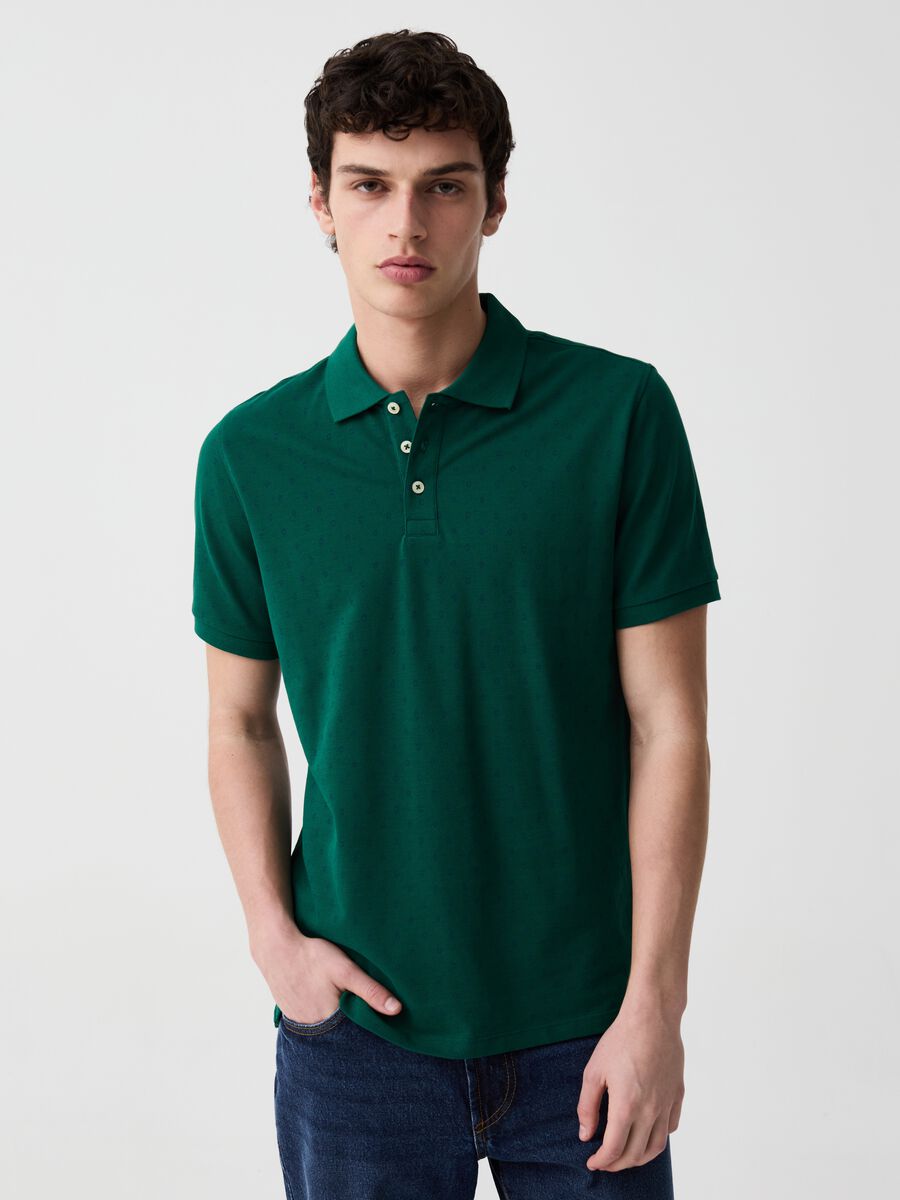 Piquet polo shirt with micro pattern_0