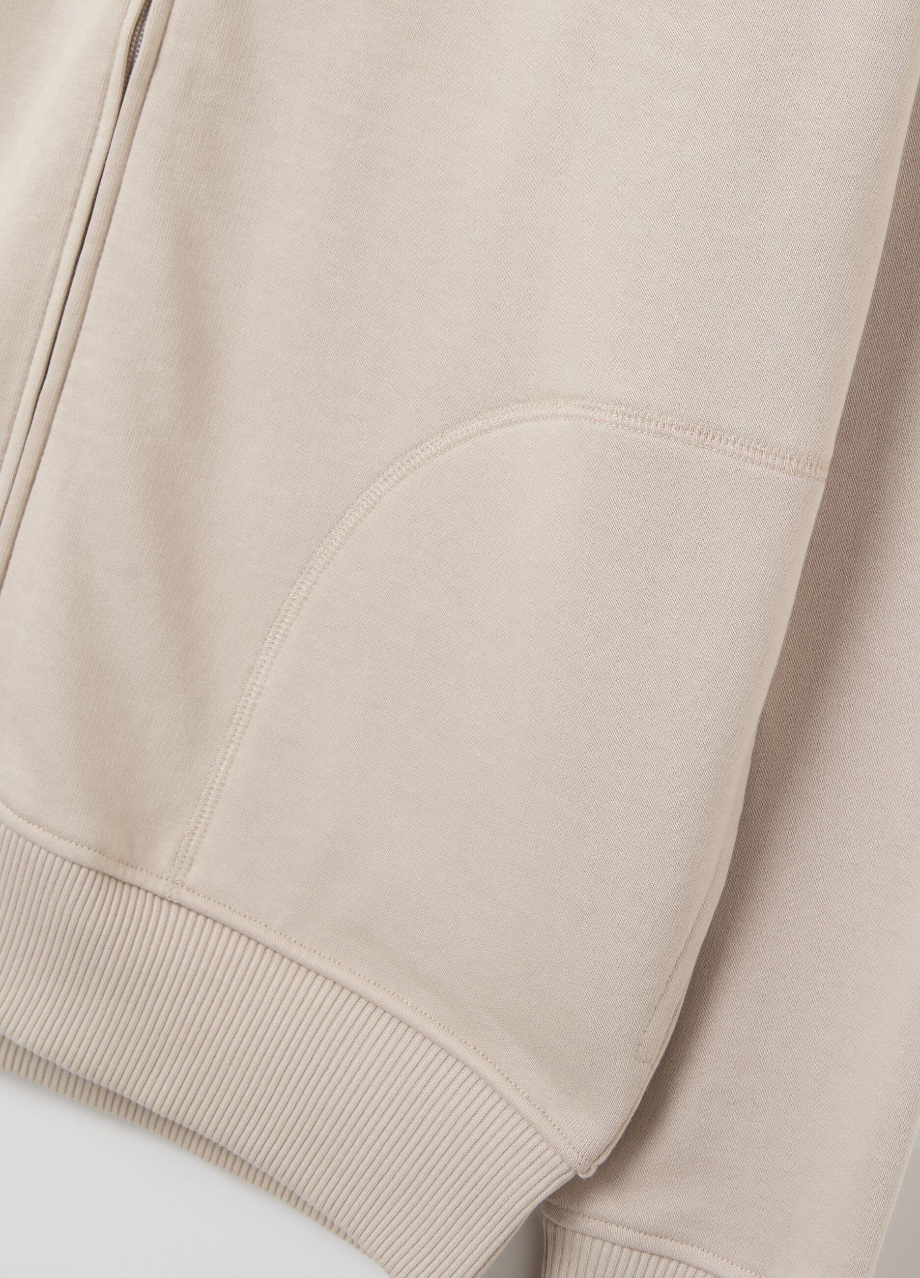 Over-fit full-zip sweatshirt in cotton with hood