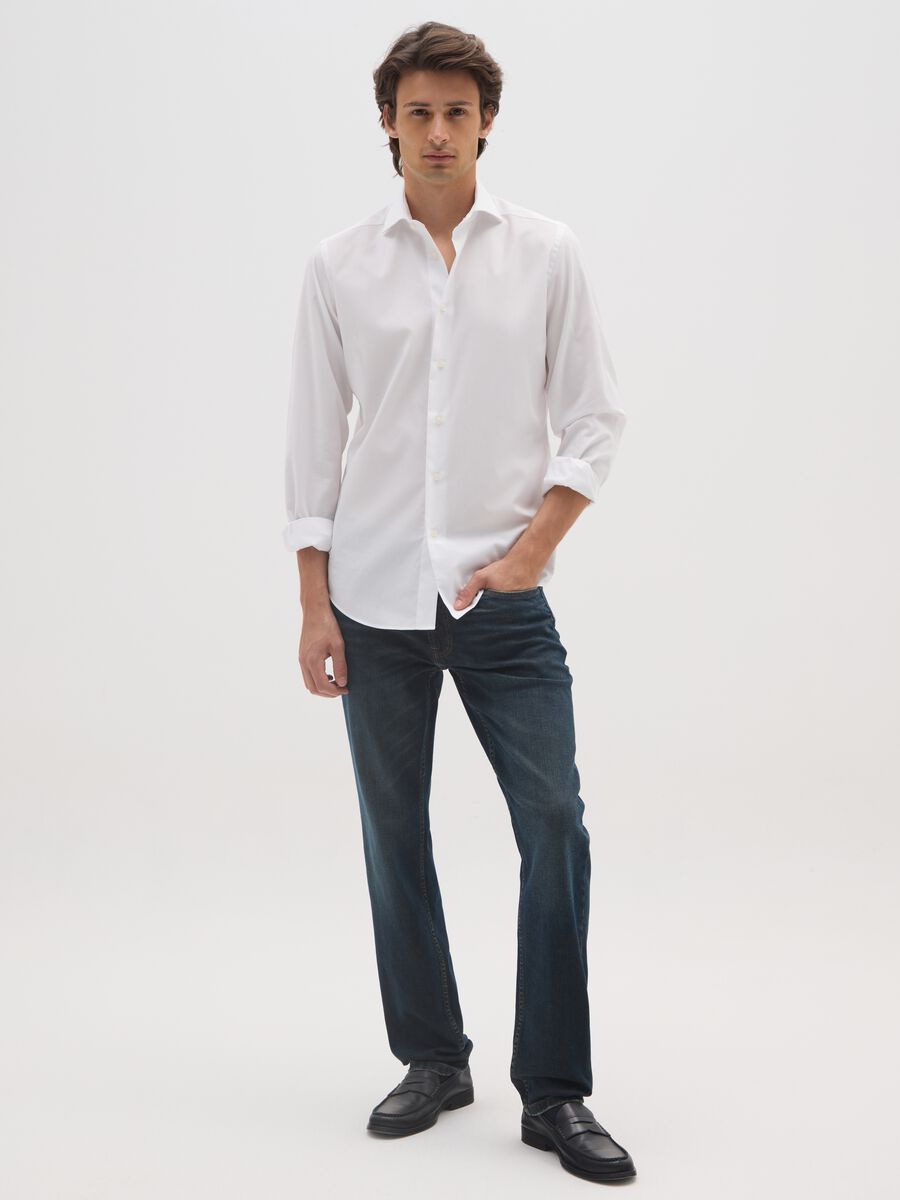 Jeans denim in cotone blu slim fit_0