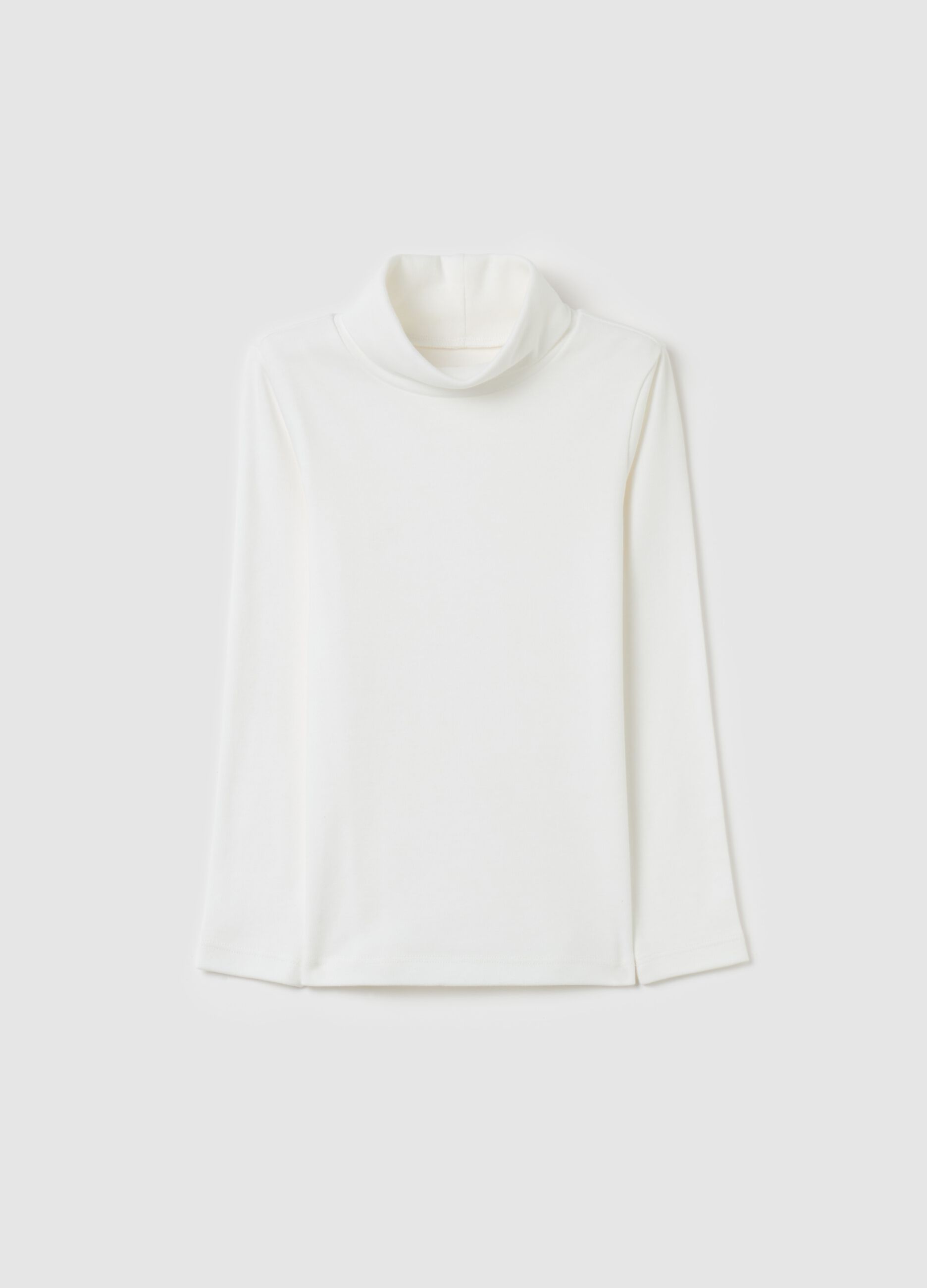 Cotton T-shirt with high neck