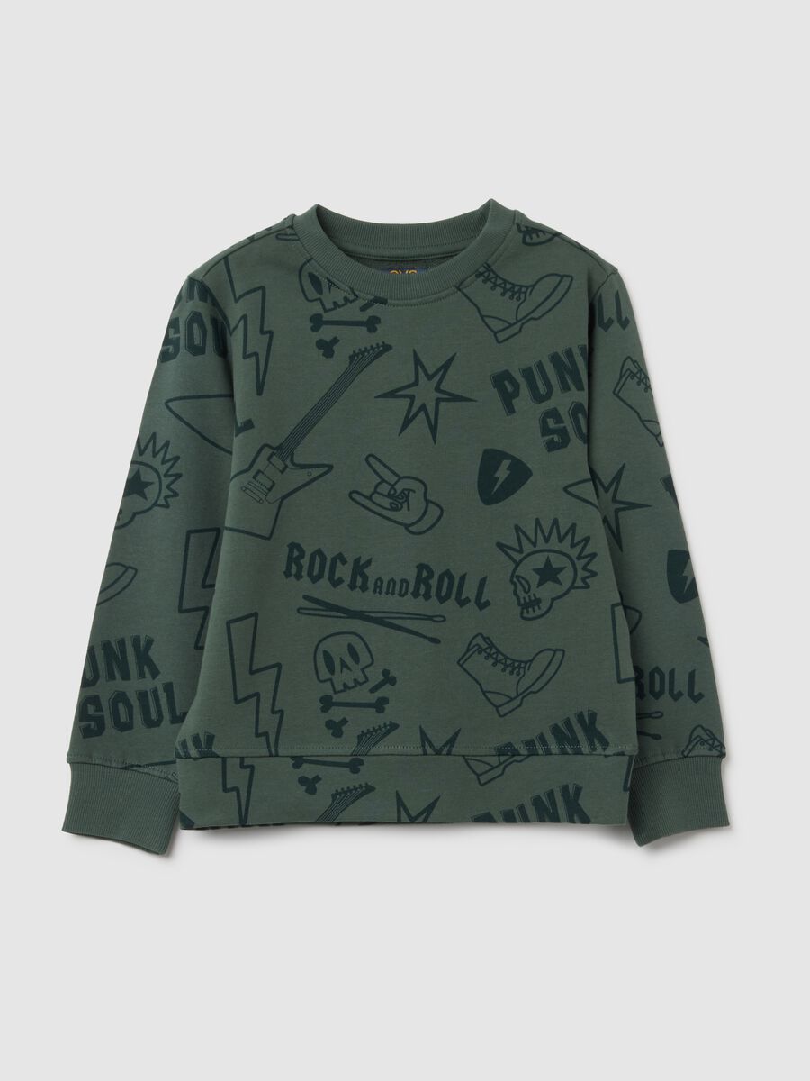 Felpa da ragazzo in puro cotone verde oversize_0