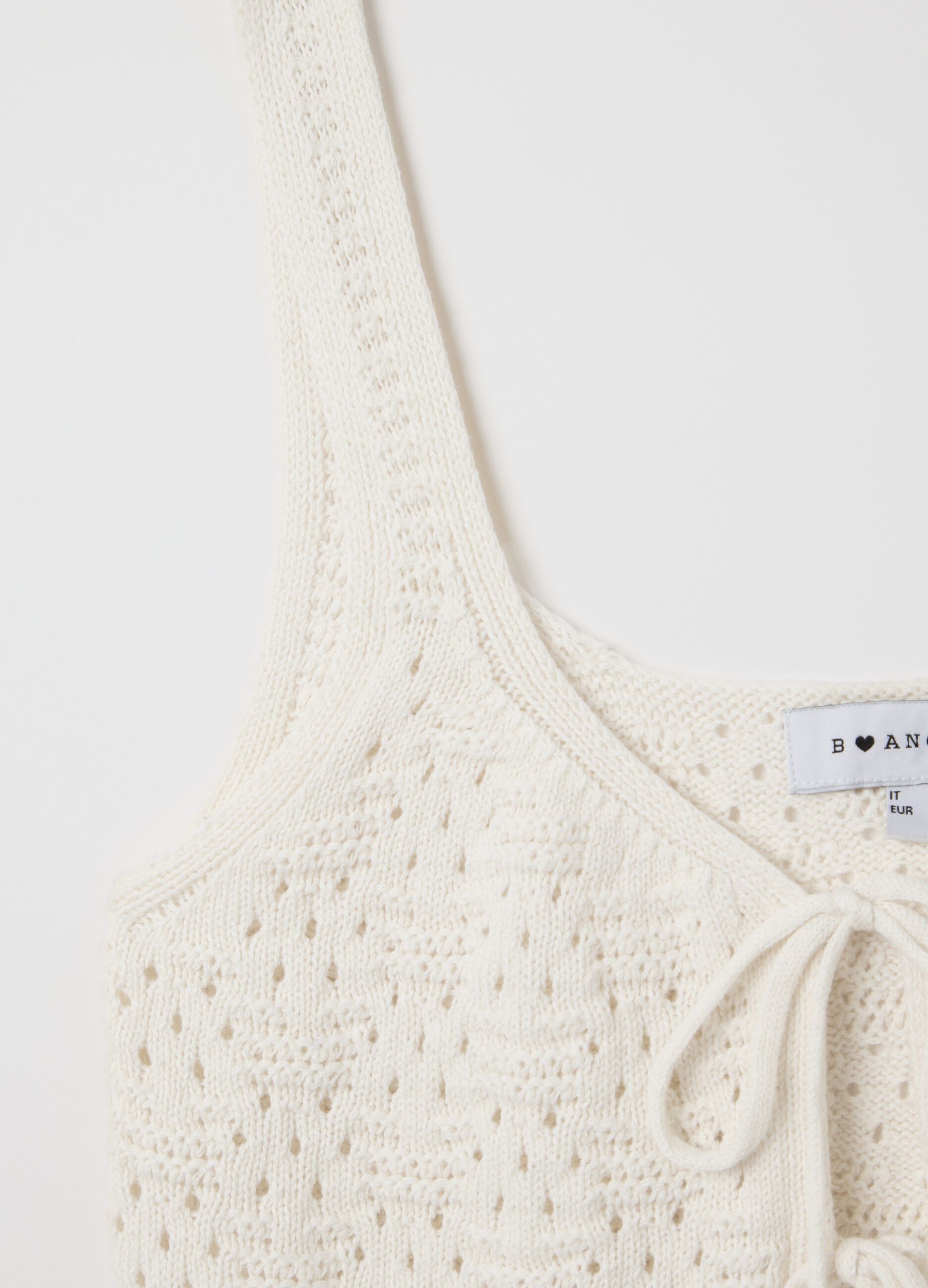 White cropped tank top with laces