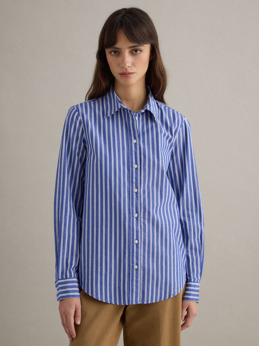 Multicoloured striped pure cotton shirt, regular fit_1
