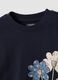 Blue pure cotton sweatshirt with crew neck and floral print_2