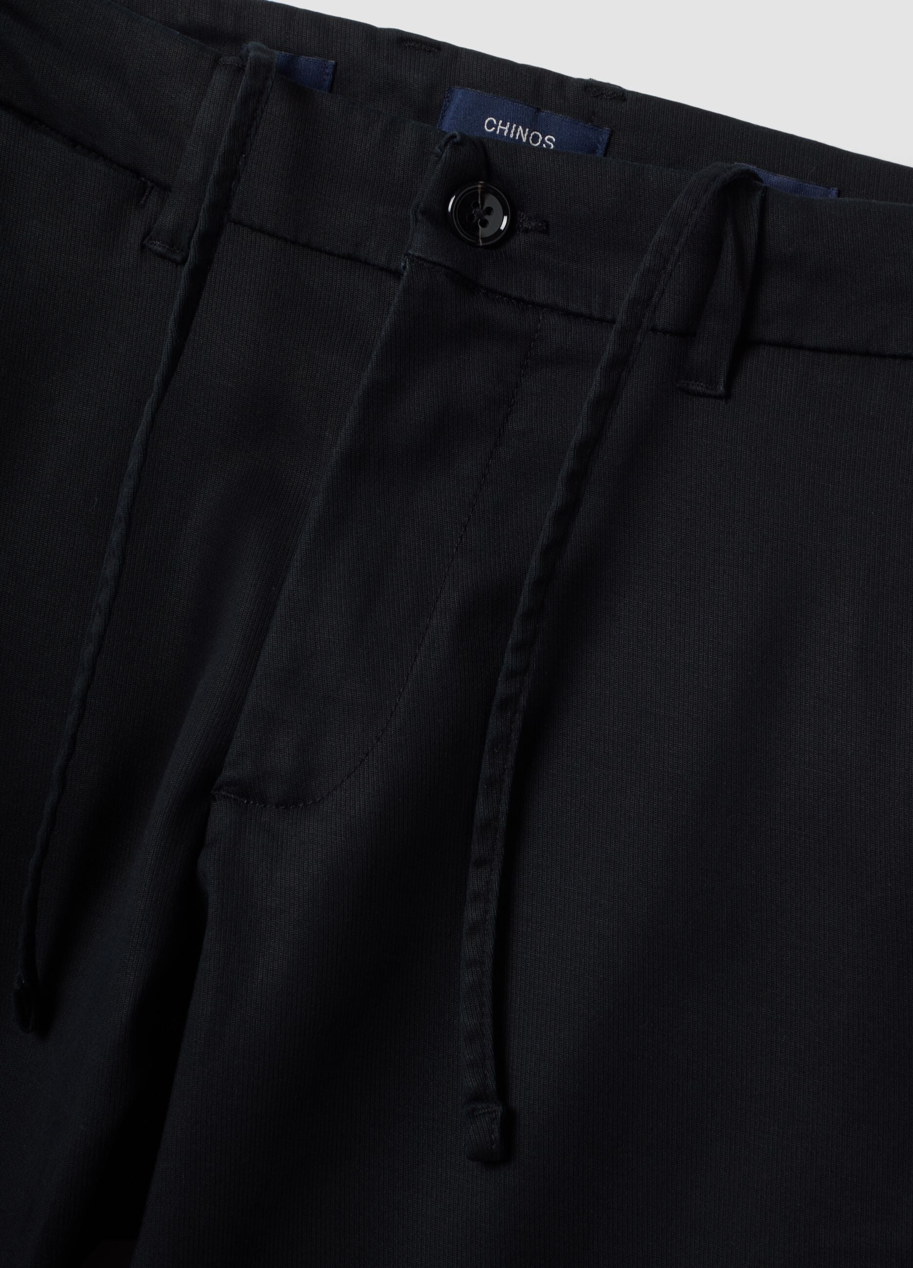 Black slim-fit stretch cotton and lyocell chino trousers