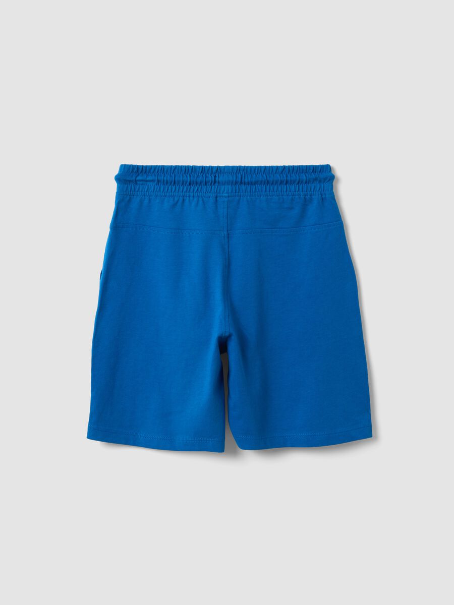 Blue organic cotton shorts with elasticated waist_1