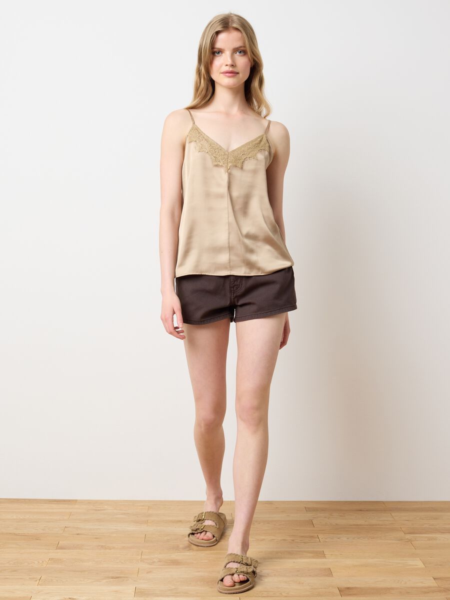 Women's pure cotton brown shorts regular fit_0