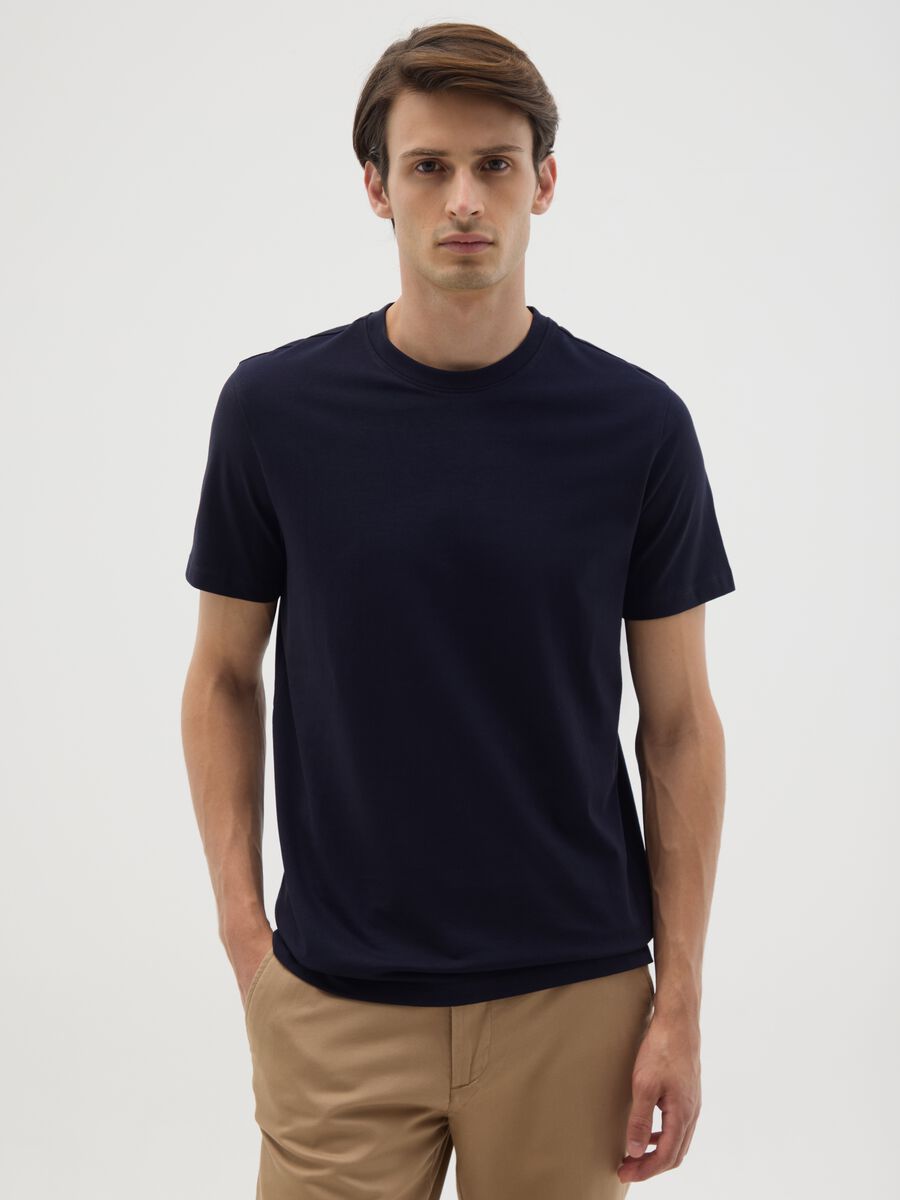 Men's blue pure cotton regular fit t-shirt_0