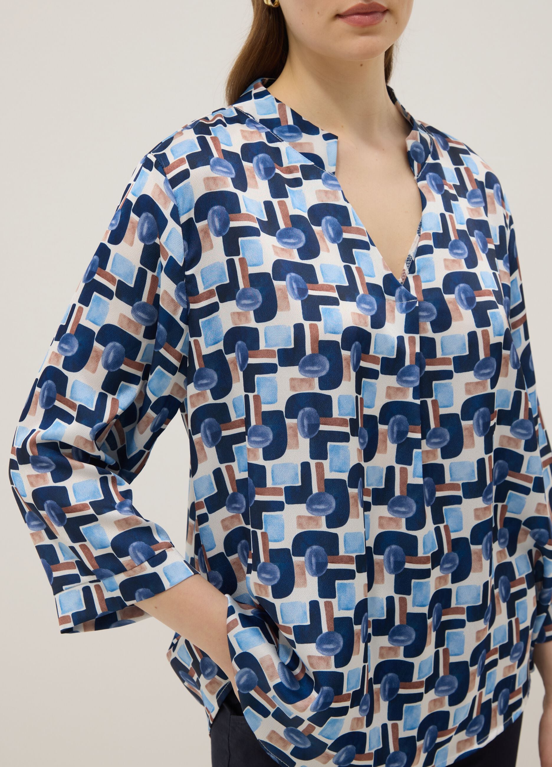 Regular-fit multicolour print blouse