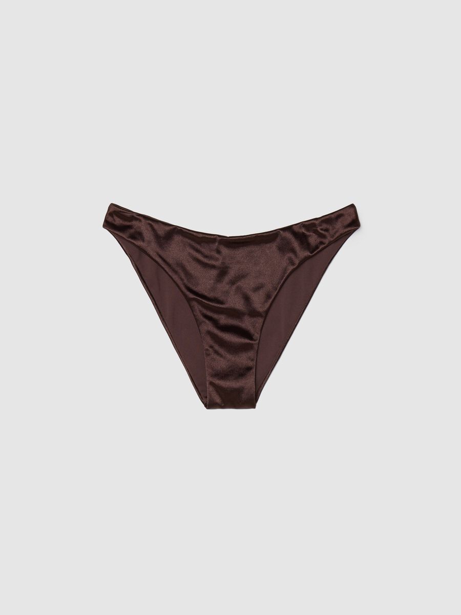Brown satin-effect bikini briefs_0