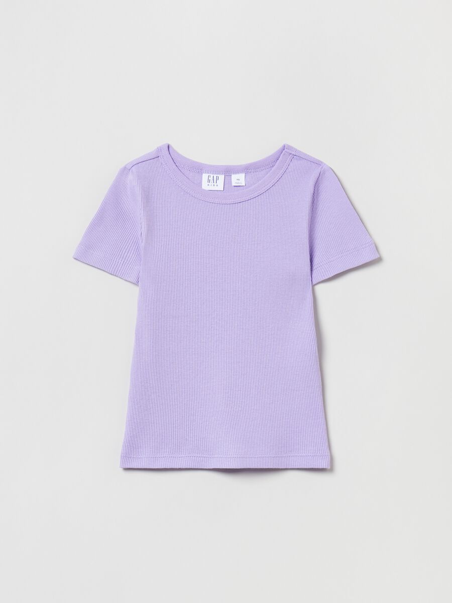 Ribbed T-shirt with round neck_0