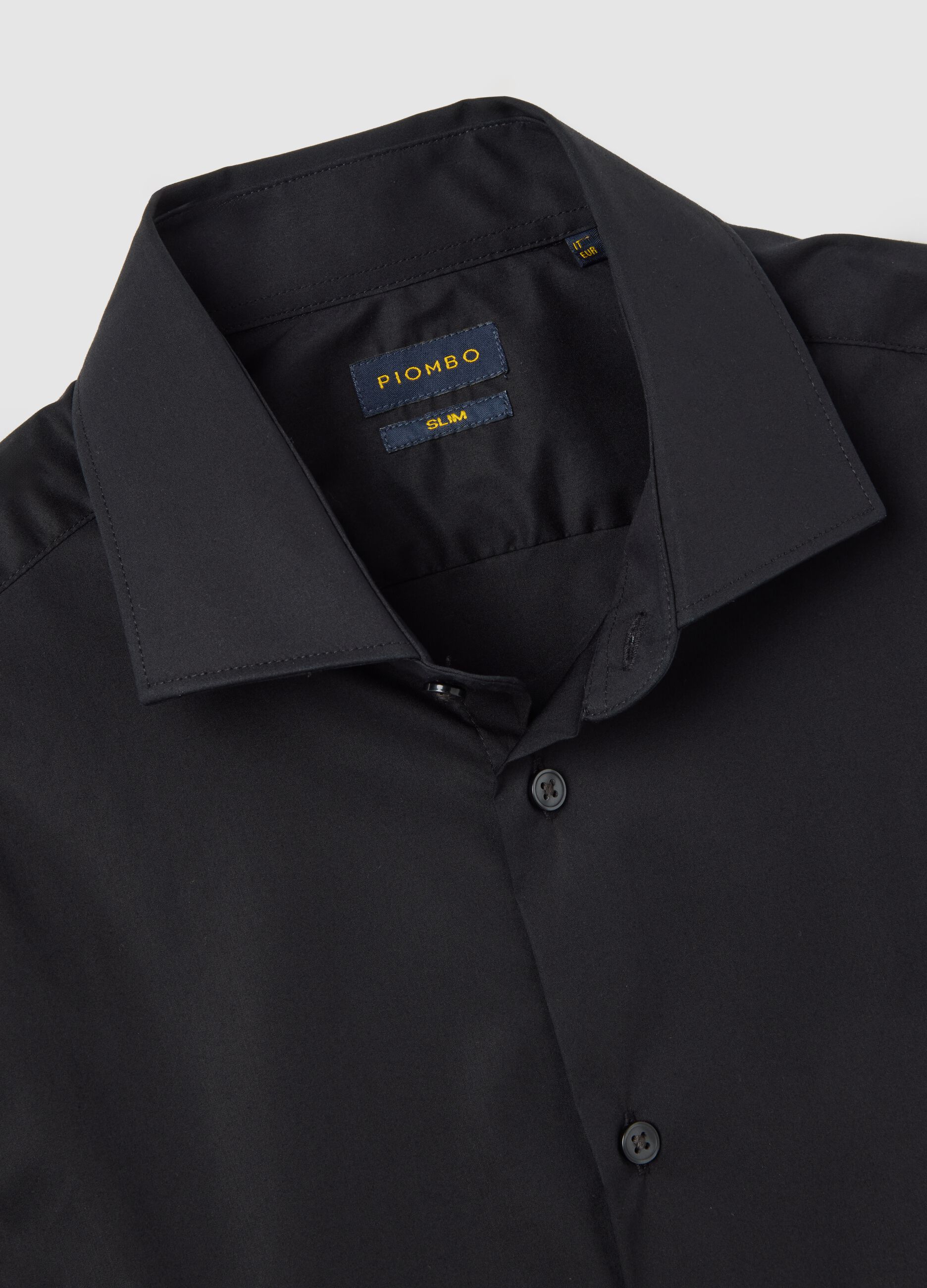 Camicia in cotone elasticizzato nera slim fit