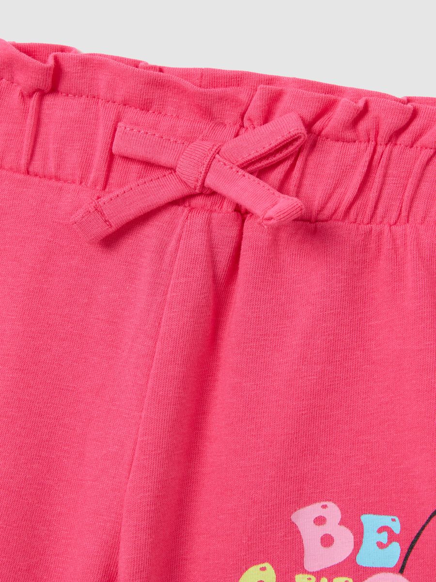 Girls' white and pink cotton outfit, regular fit with print_3