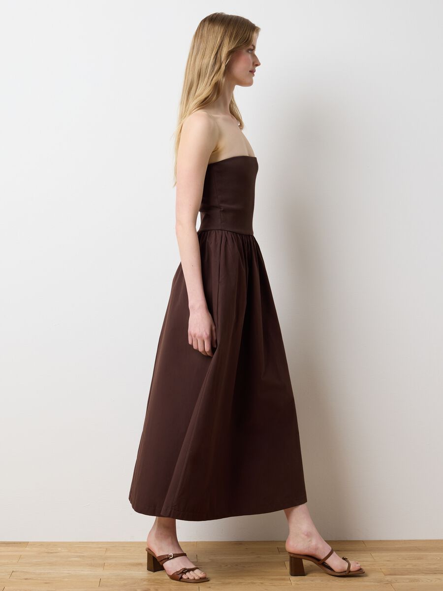 Long brown dress with bandeau top_1