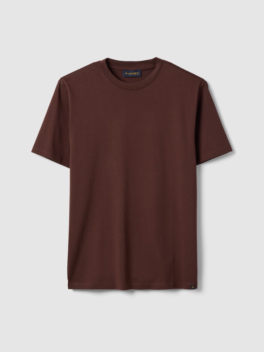 Brown pure cotton crew neck t-shirt relaxed fit_4