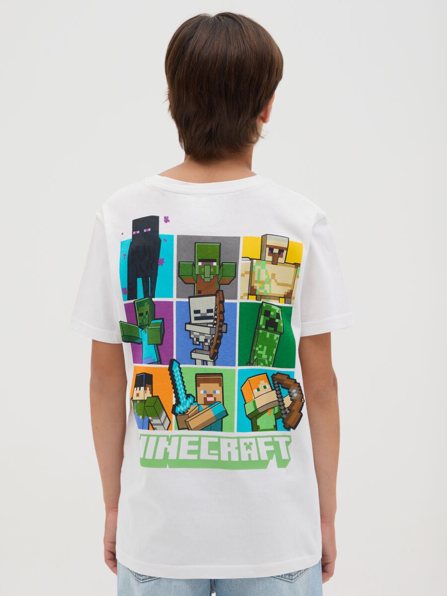 White Minecraft print cotton T-shirt_1
