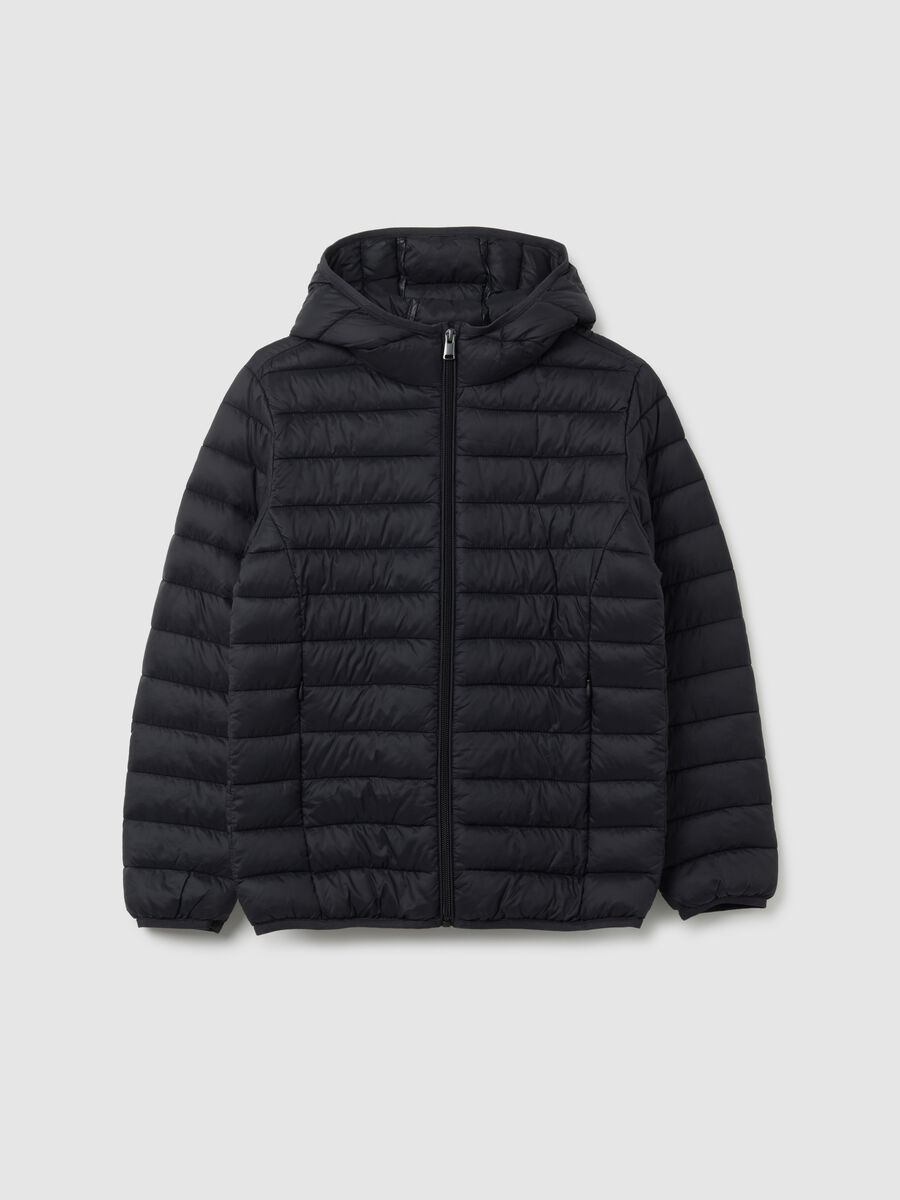 Giacca da ragazzo in misto nero regular fit_0