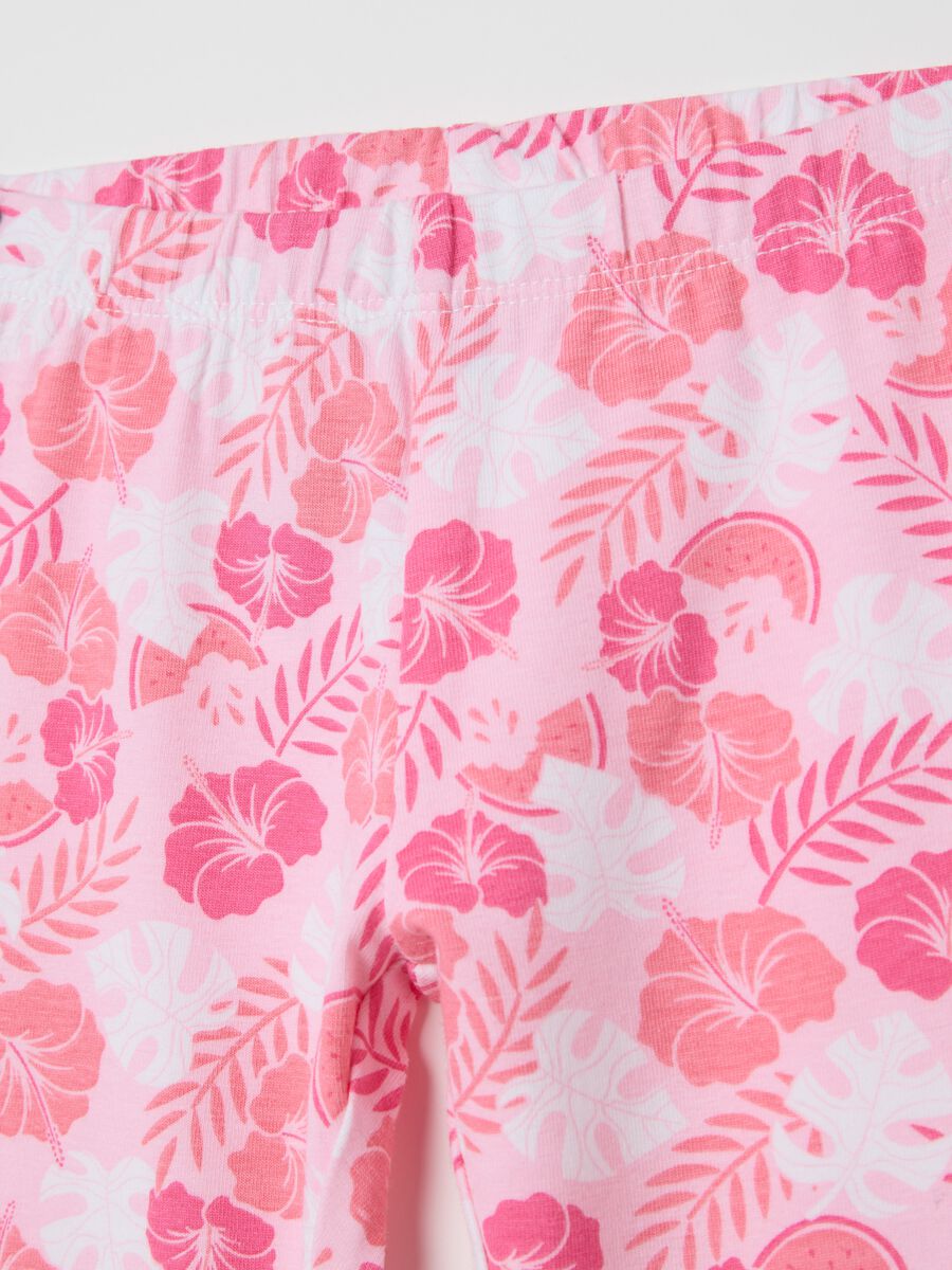 Bipack leggings rosa a tre quarti con stampa_2