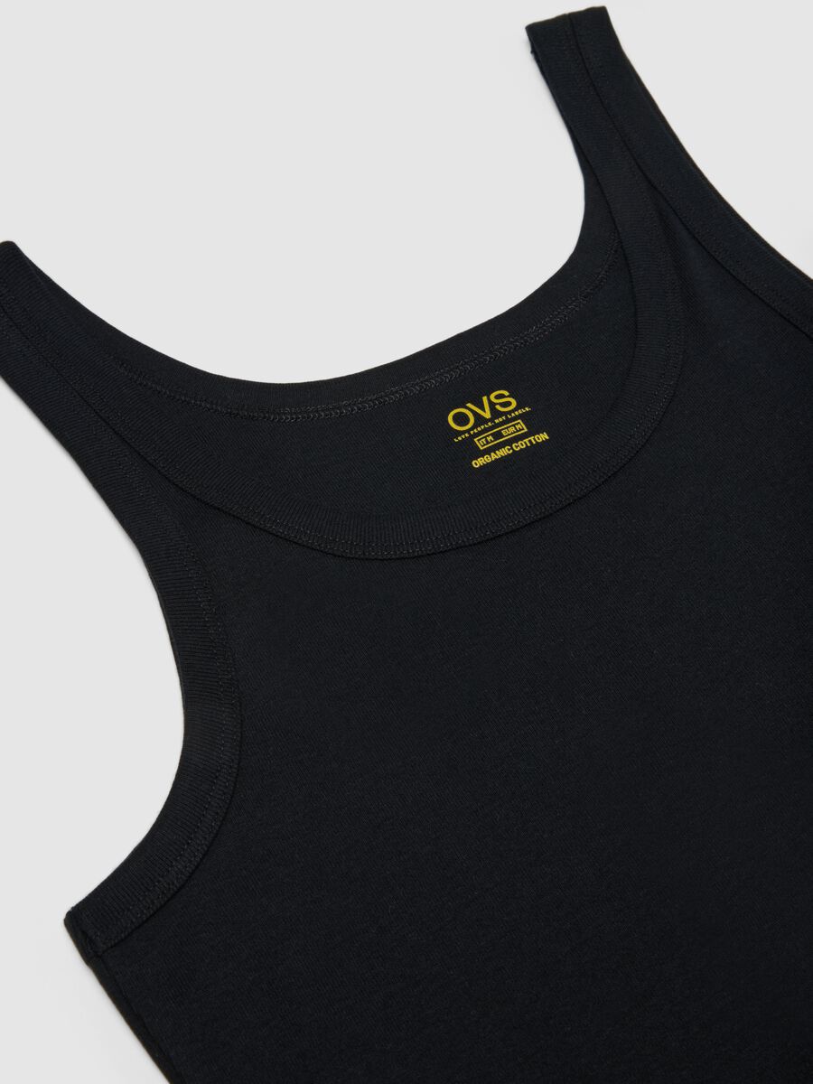 Black pure cotton tank top, regular fit_1