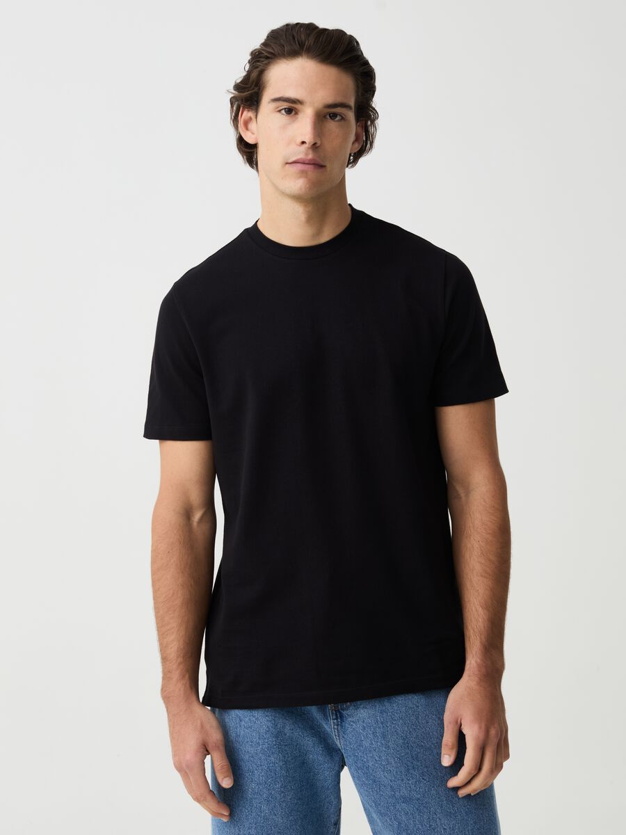 T-shirt girocollo in cotone stretch_0