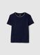Blue pure cotton regular fit T-shirt with contrast stitching_0