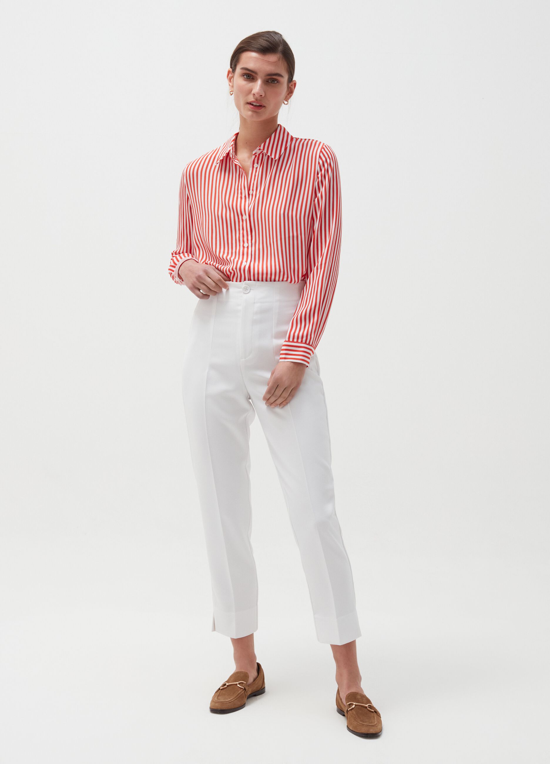 Pantaloni crop a vita alta_0