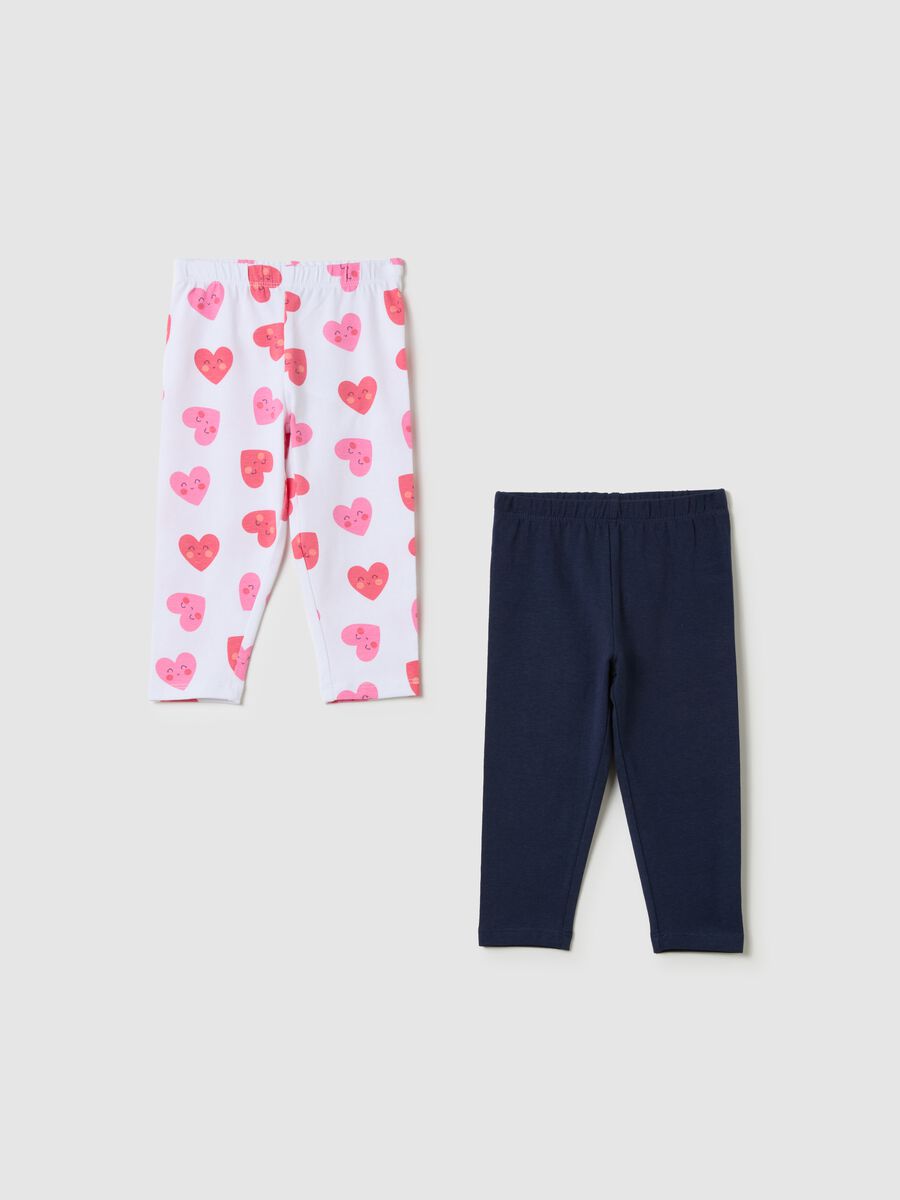 Two-pack leggings in stretch cotton with print_0