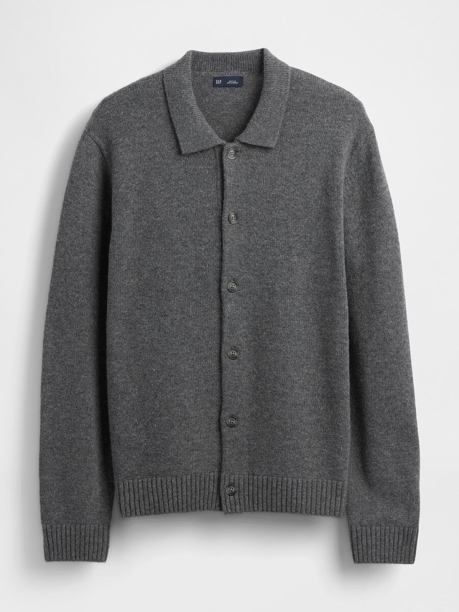 Grey cardigan in wool and polyamide_3