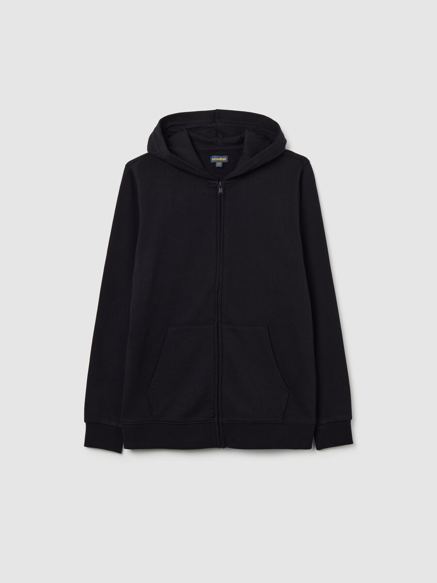 Boys' Black Hoodie in Pure Cotton Regular Fit_0
