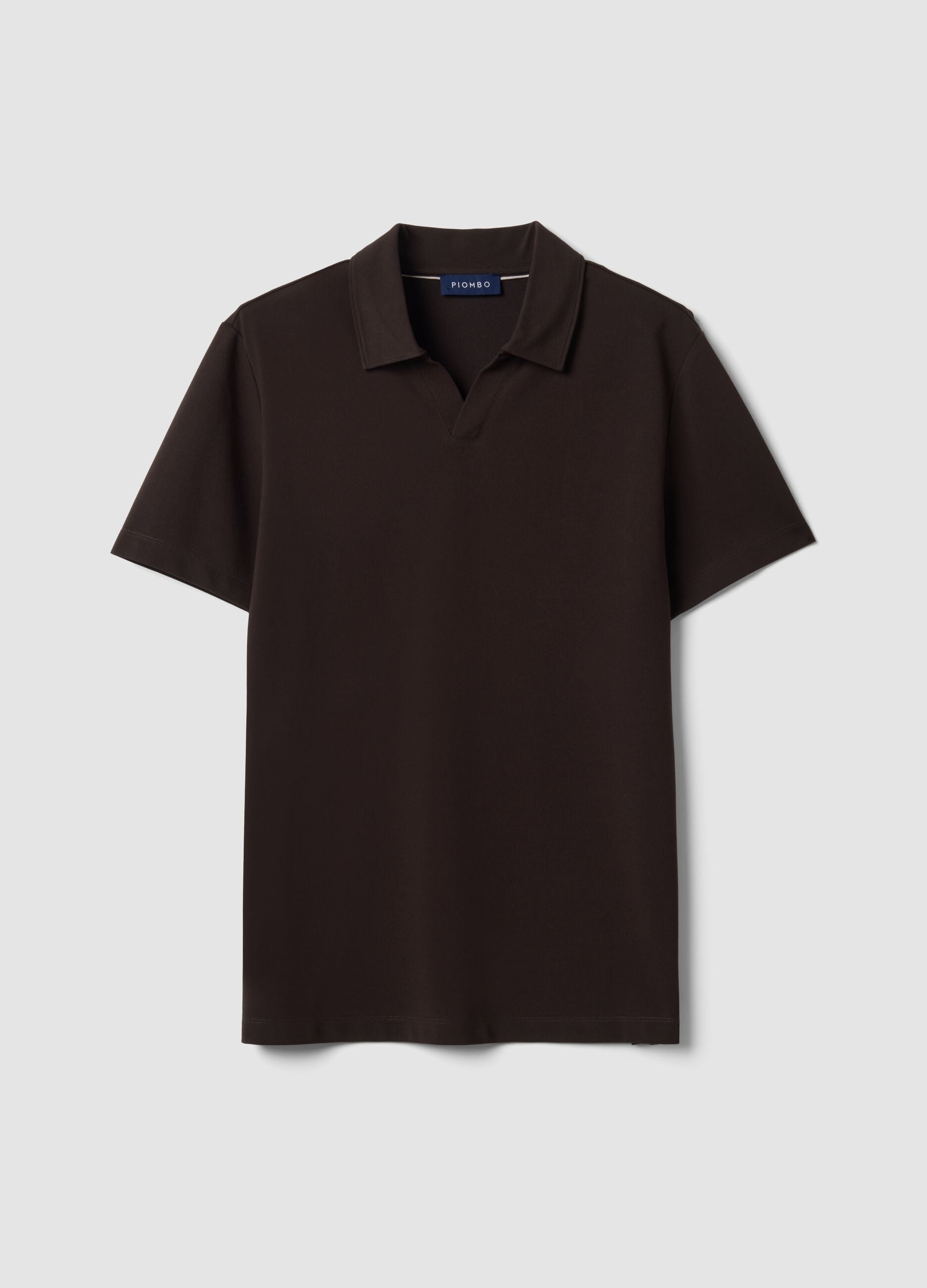 Brown 2-Way Stretch cotton polo shirt, regular fit