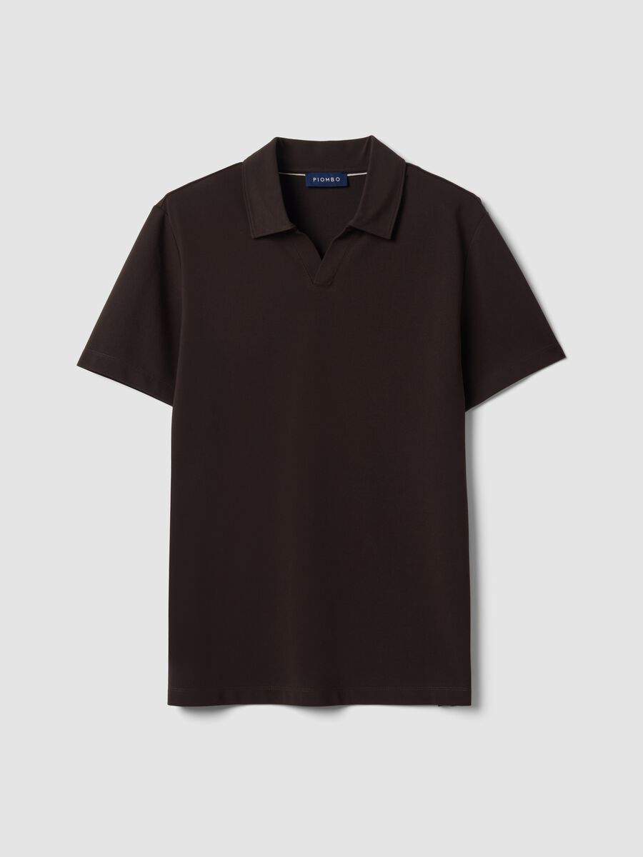 Brown 2-Way Stretch cotton polo shirt, regular fit_0