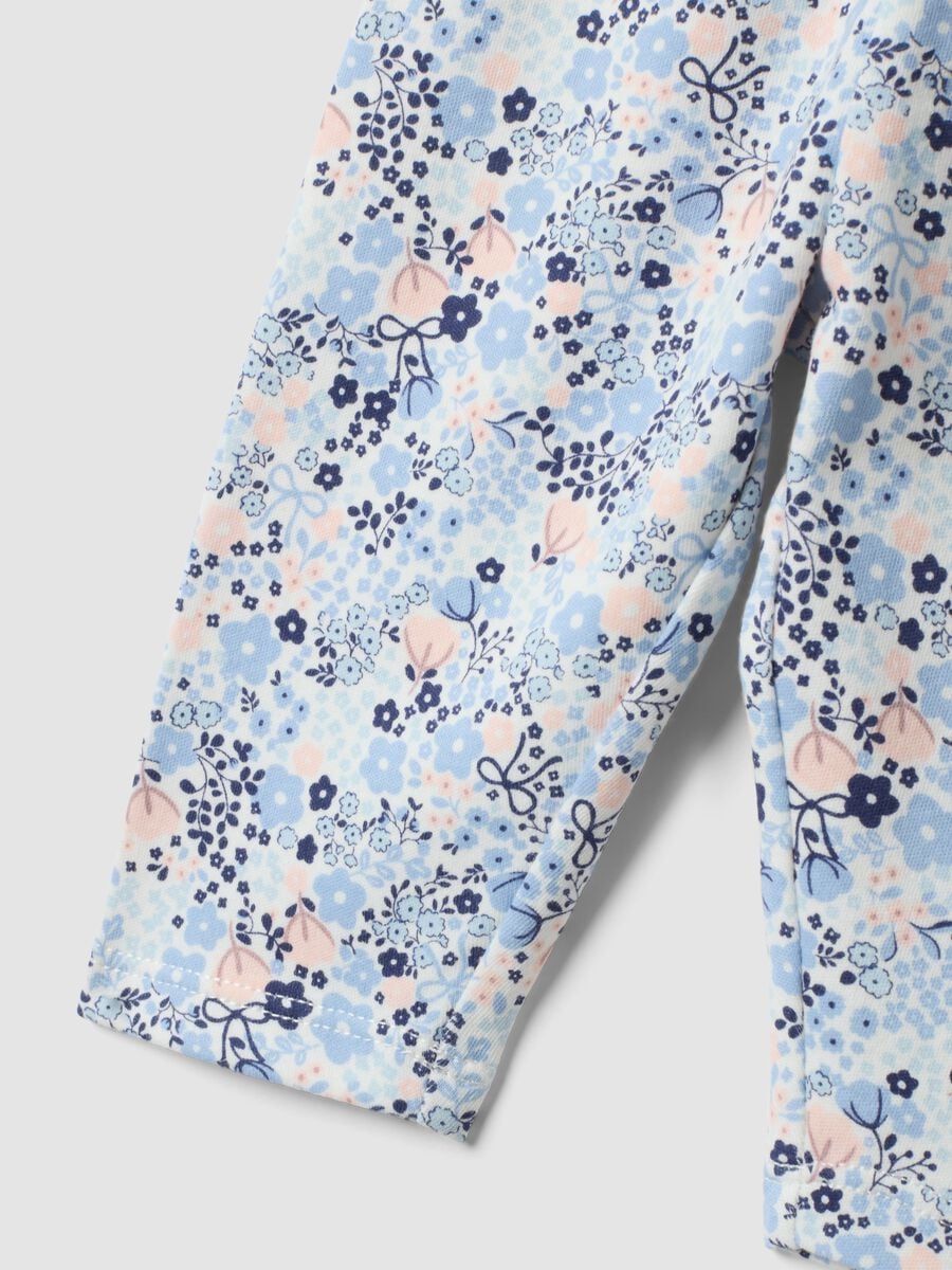 Leggings multicolor in puro cotone organico con stampa floreale per neonata_3