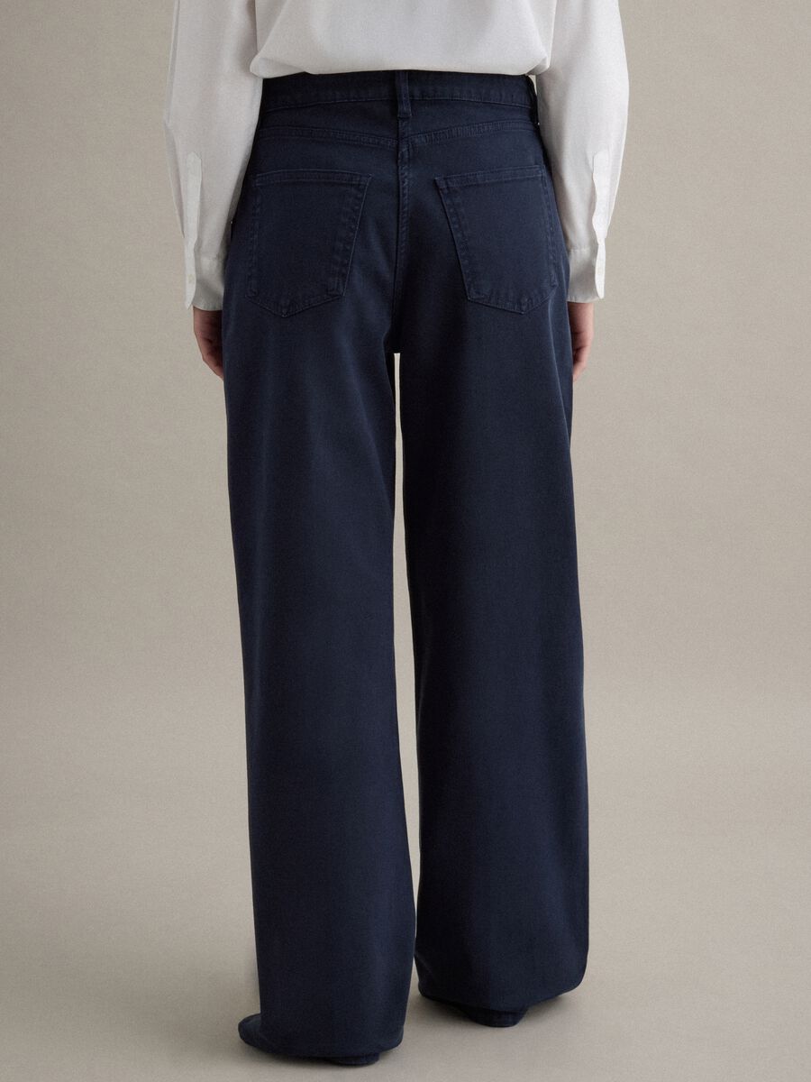 Straight Blue Stretch Cotton Chino Trousers_2