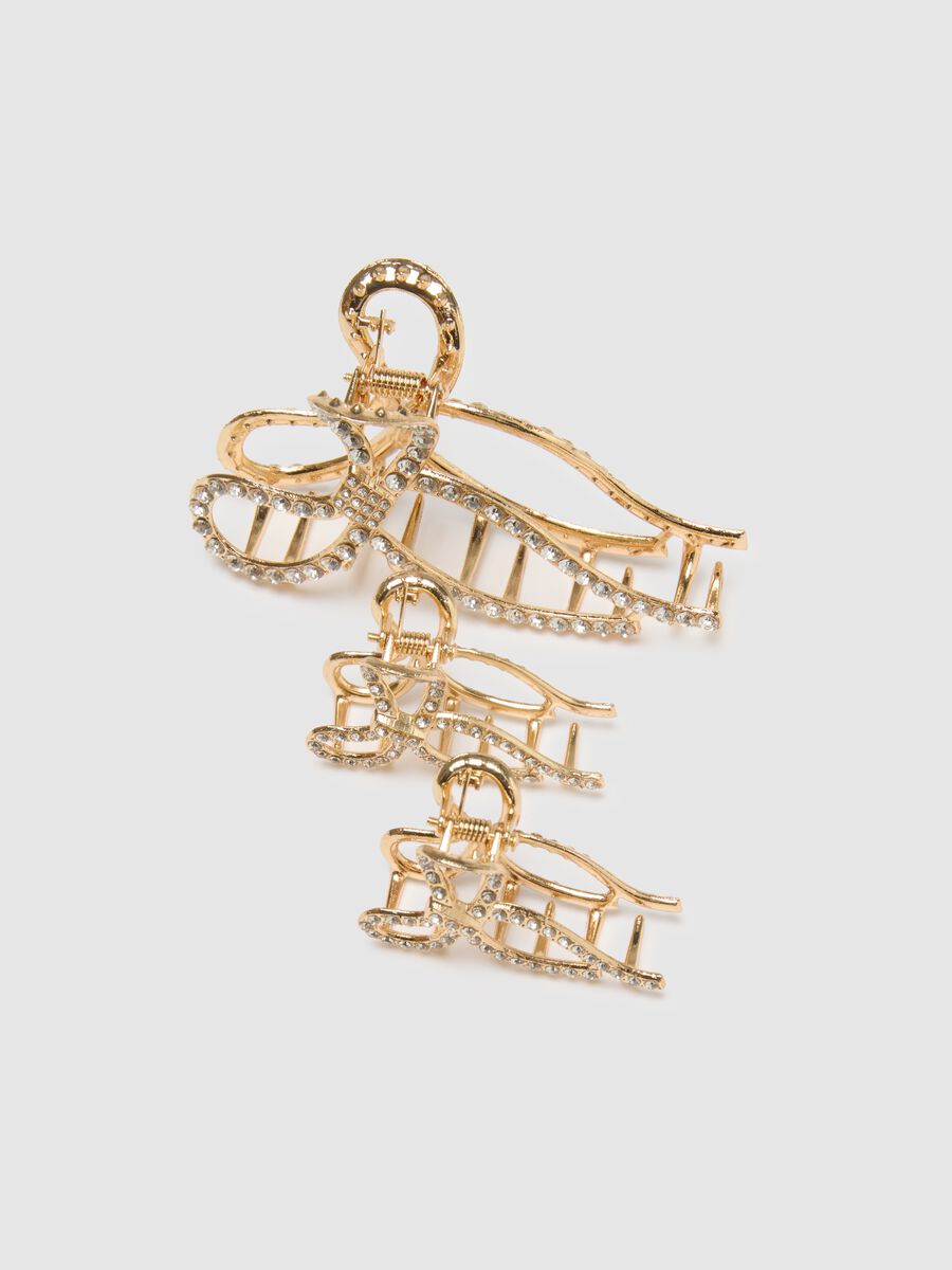 Golden hair accessory tripack with rhinestones_1