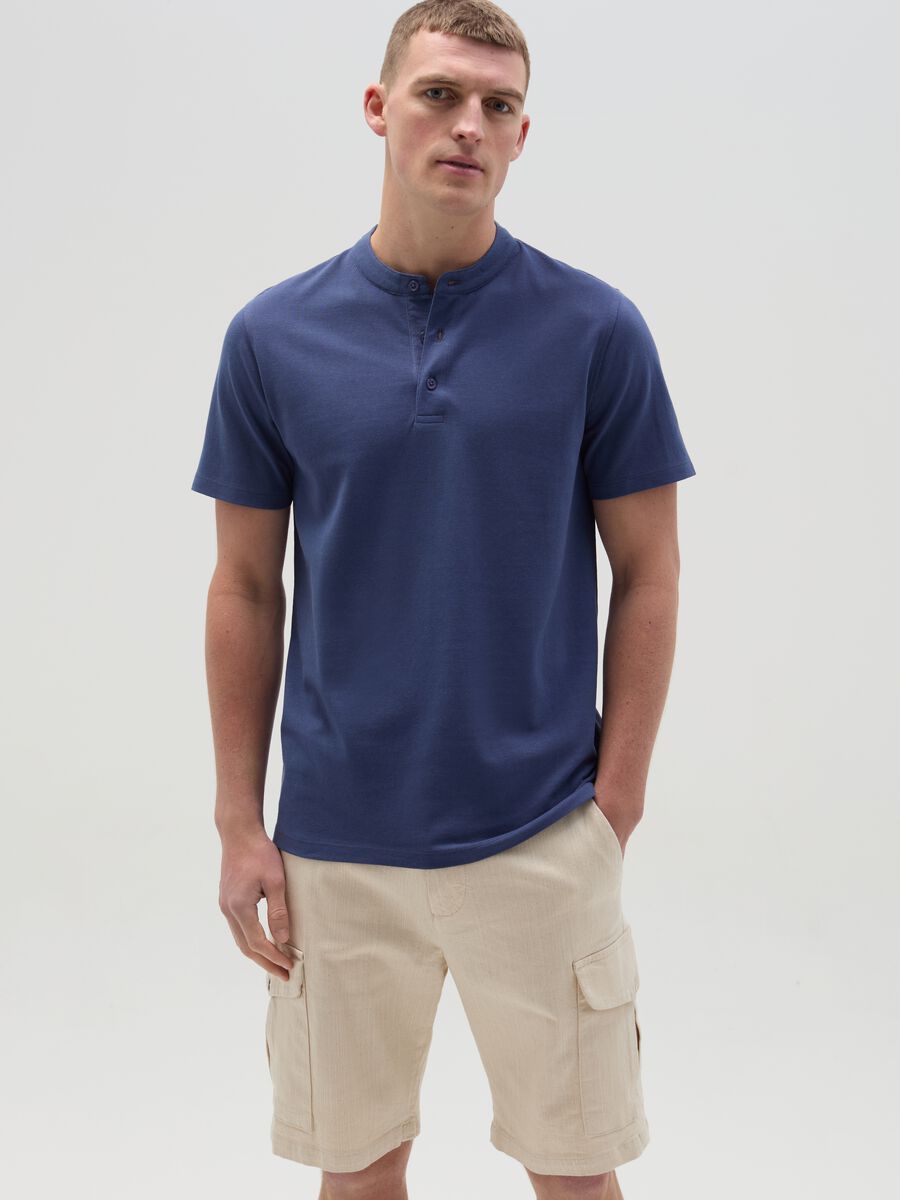 Piquet polo shirt with Mandarin collar_1