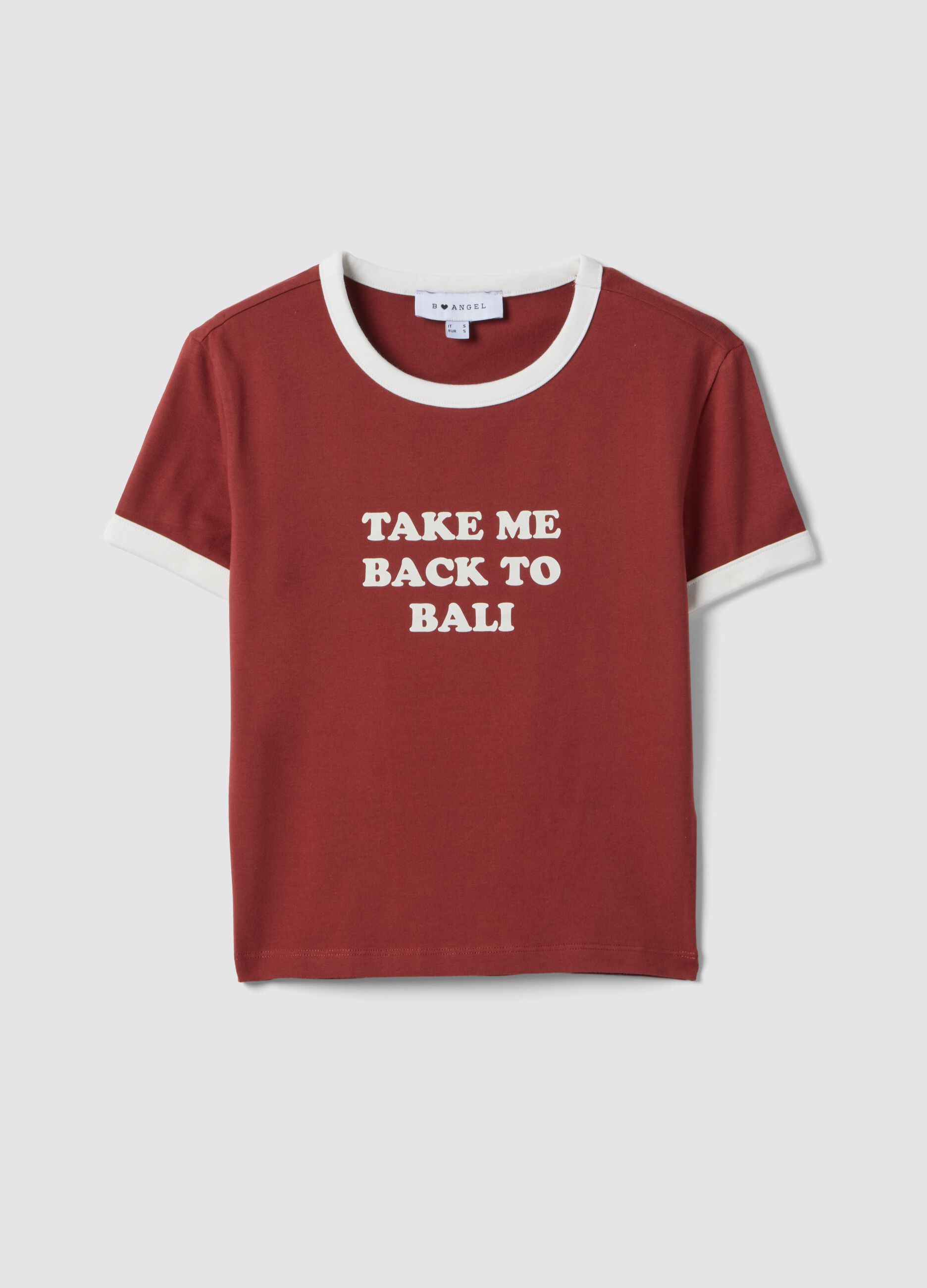 Red regular-fit stretch cotton T-shirt with print