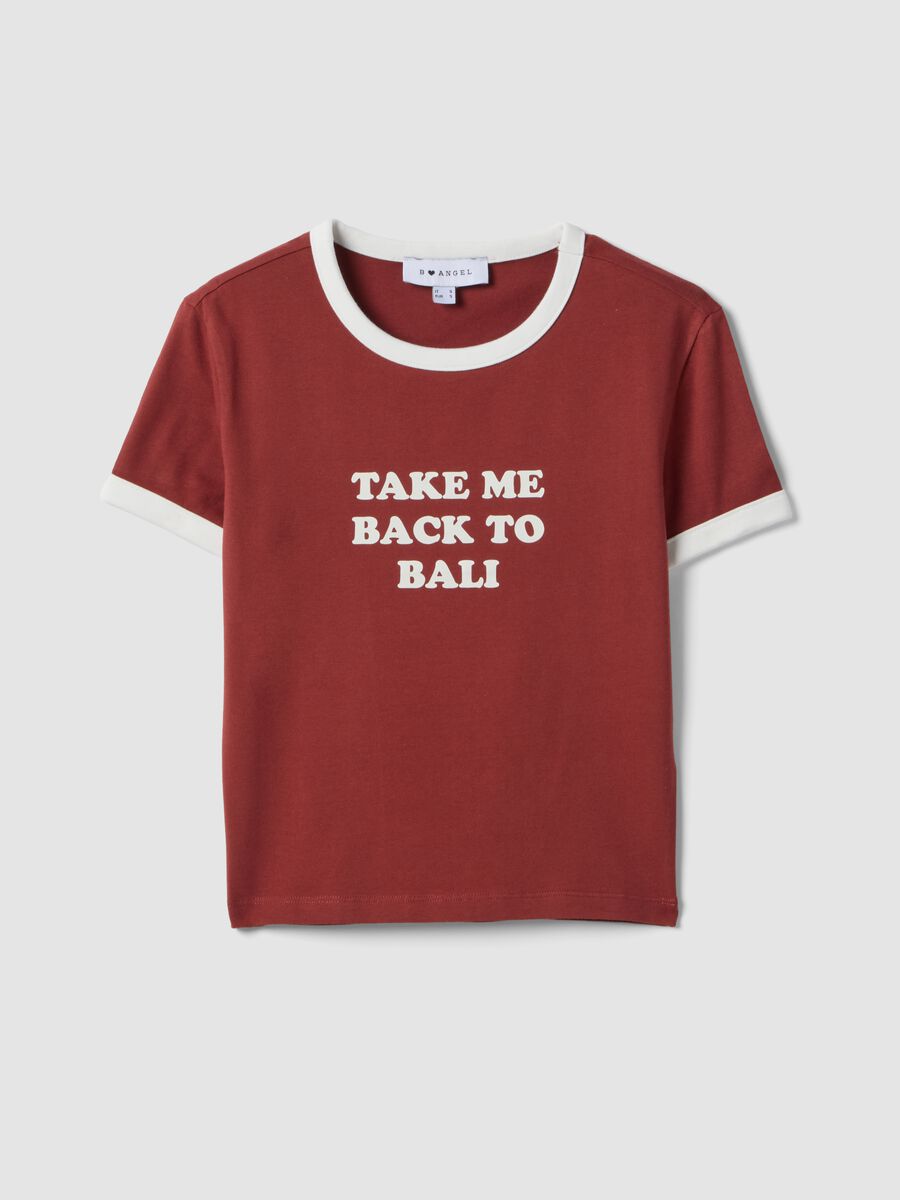 Red regular-fit stretch cotton T-shirt with print_4