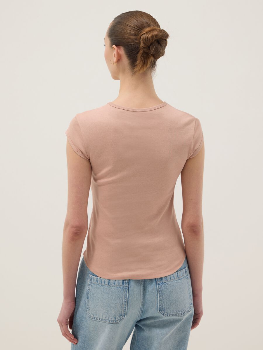 Regular fit short sleeve pure cotton pink t-shirt_3