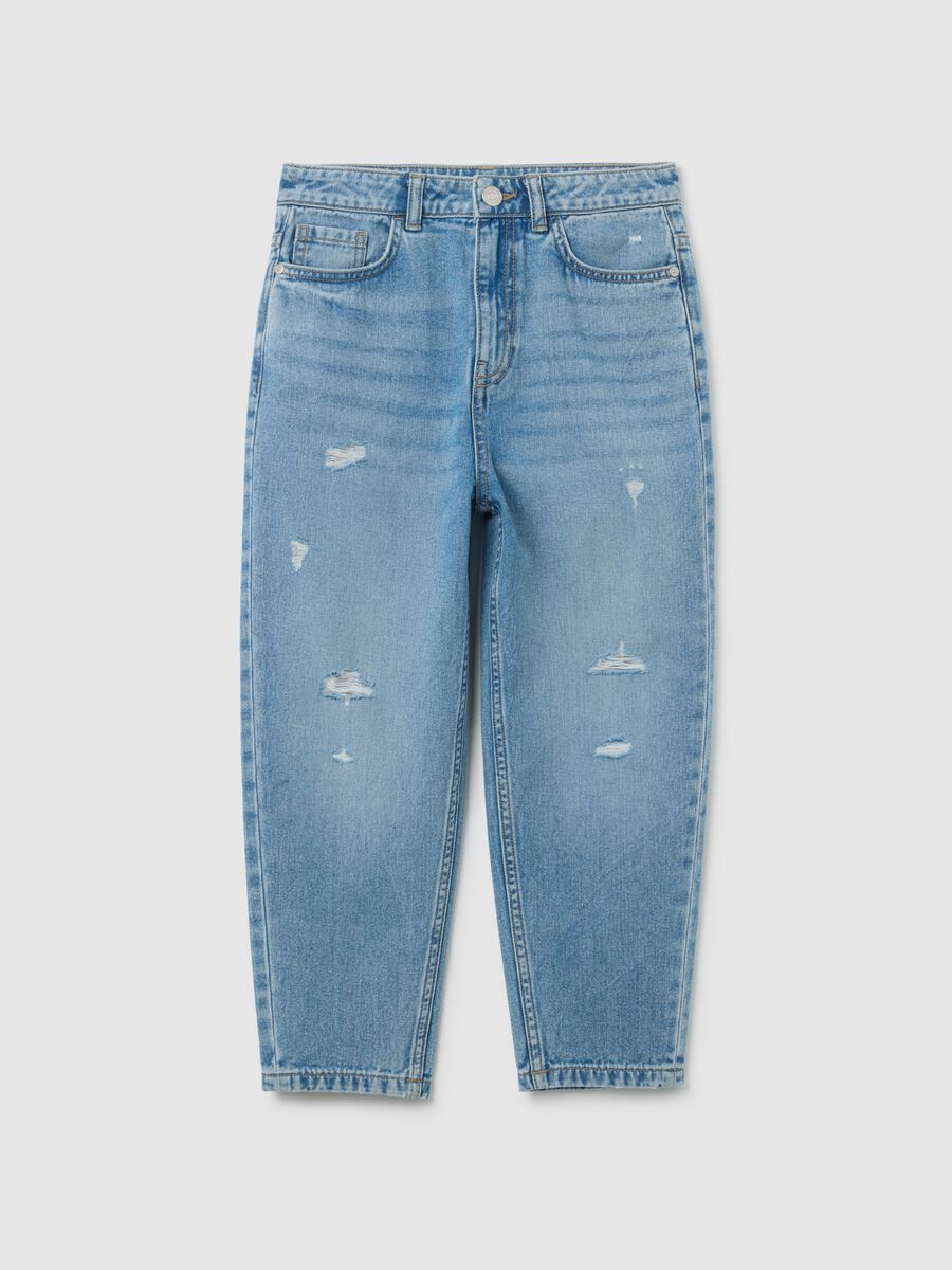 Jeans da ragazzo in puro cotone denim baggy_0