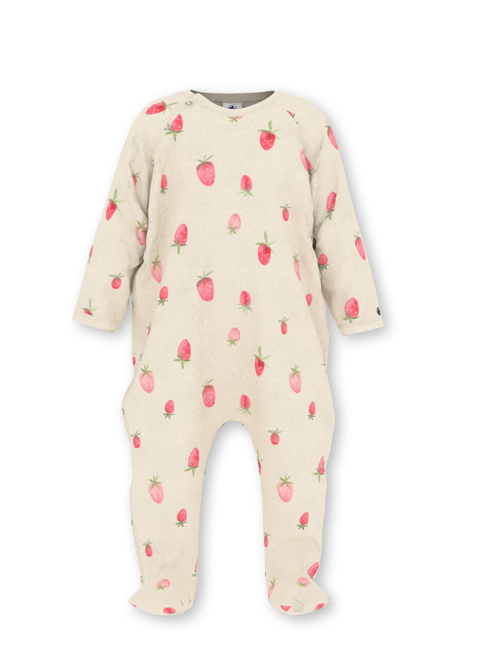 Onesie with feet and strawberries print