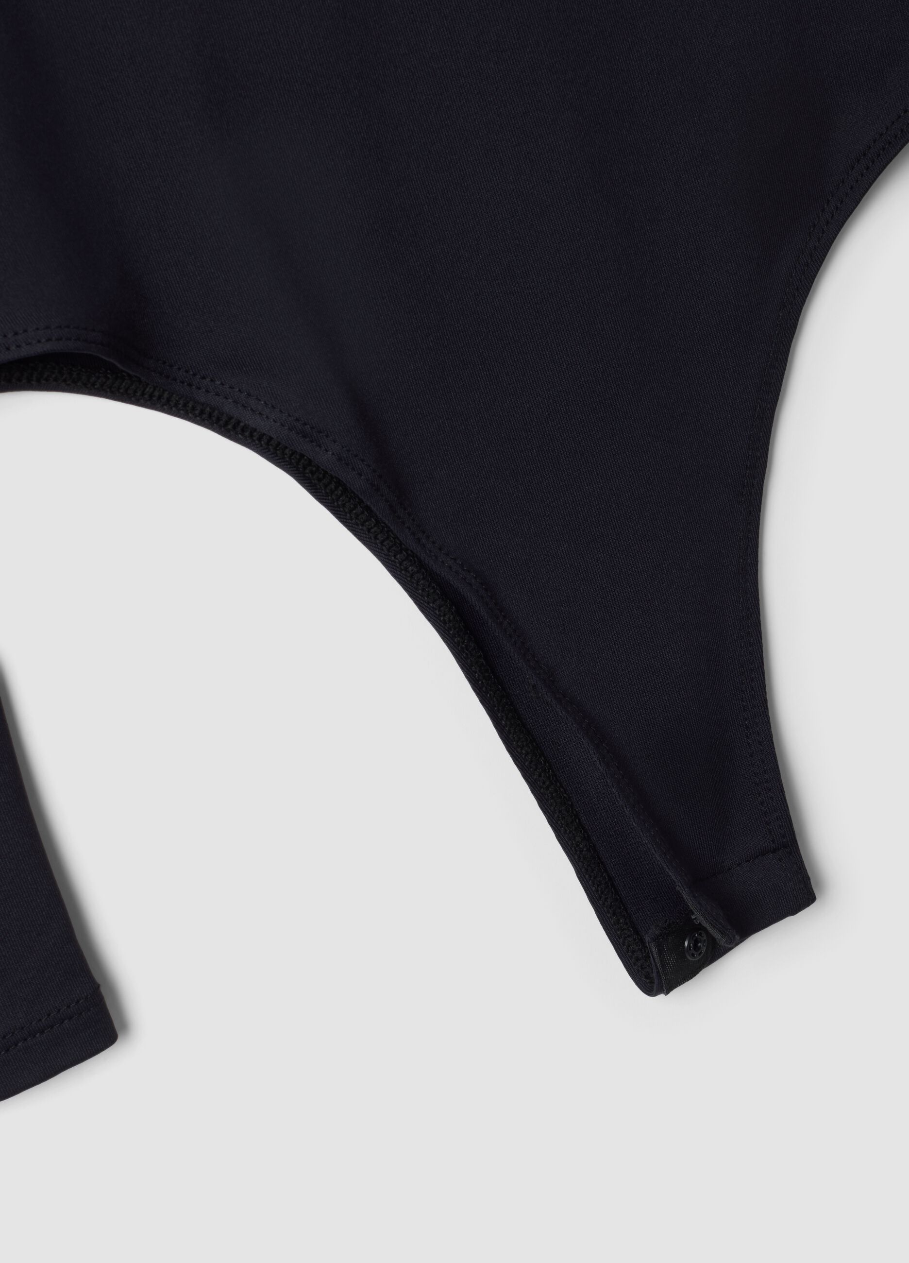 Blue stretch crew-neck bodysuit