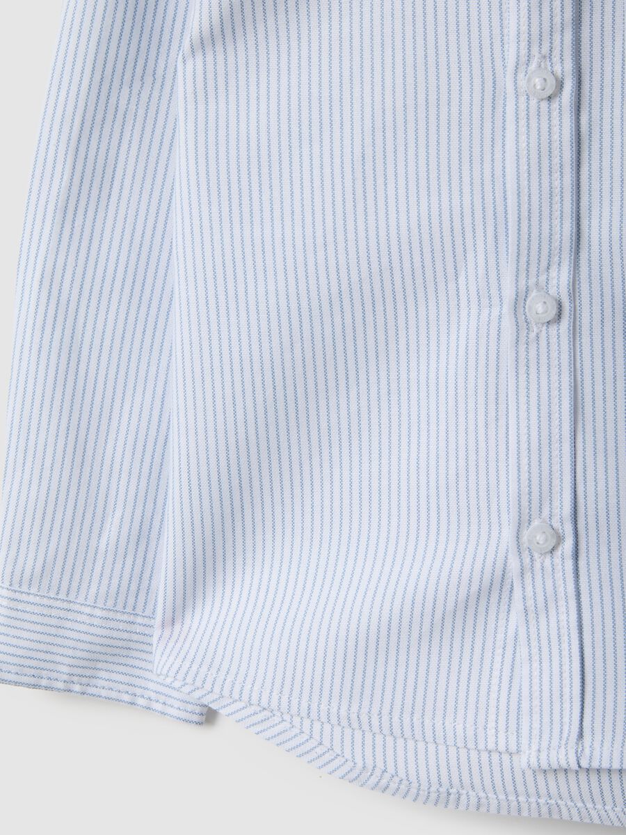 Blue striped pure cotton regular fit shirt for boy_3
