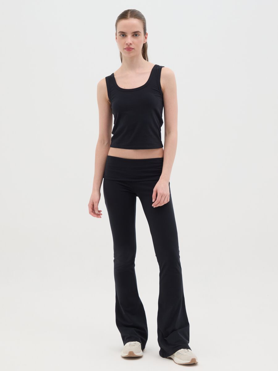 Black tank top in stretch cotton_1