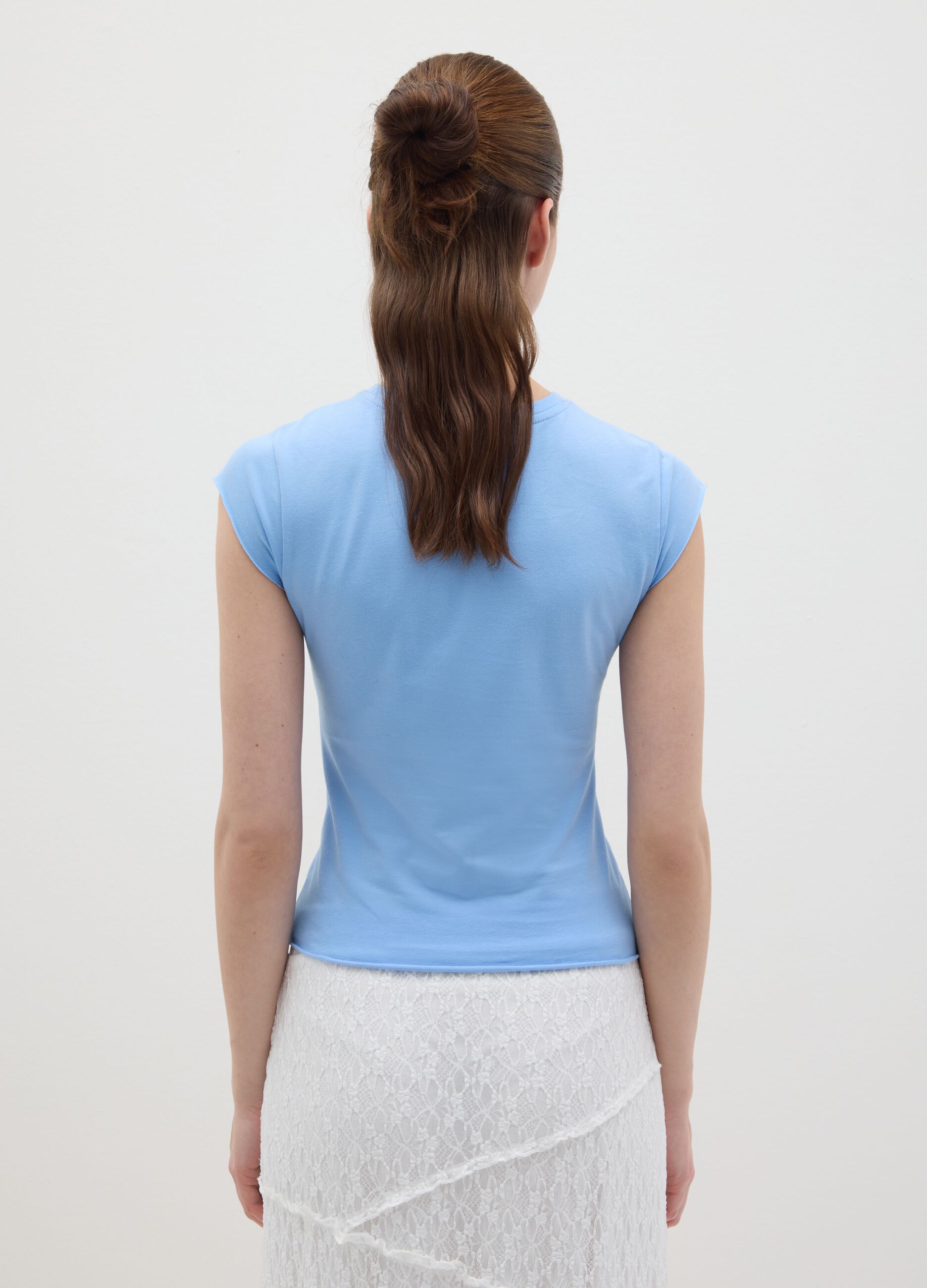 Blue Miami Beach Stretch Cotton T-shirt
