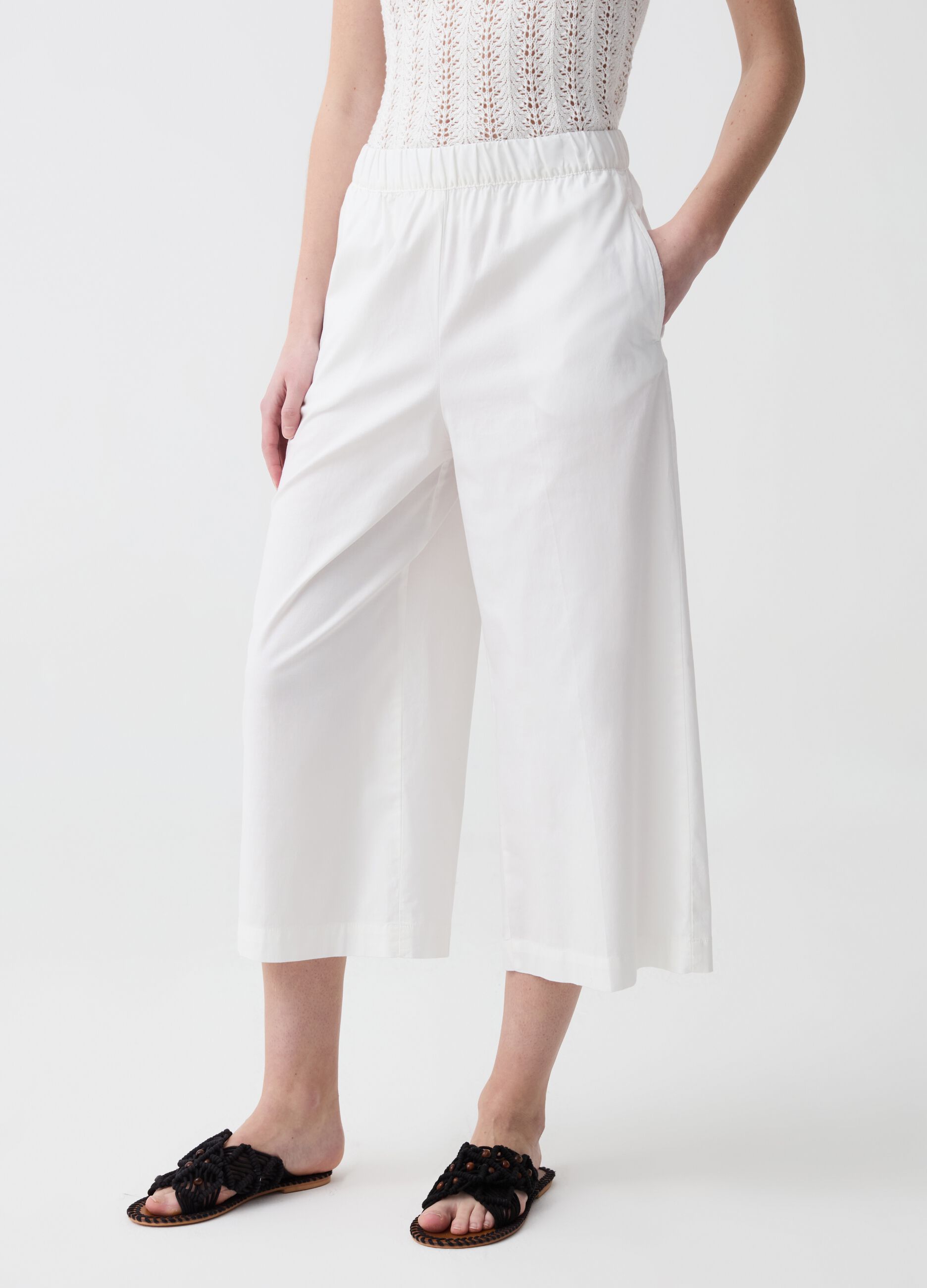 Pantalone capri wide leg