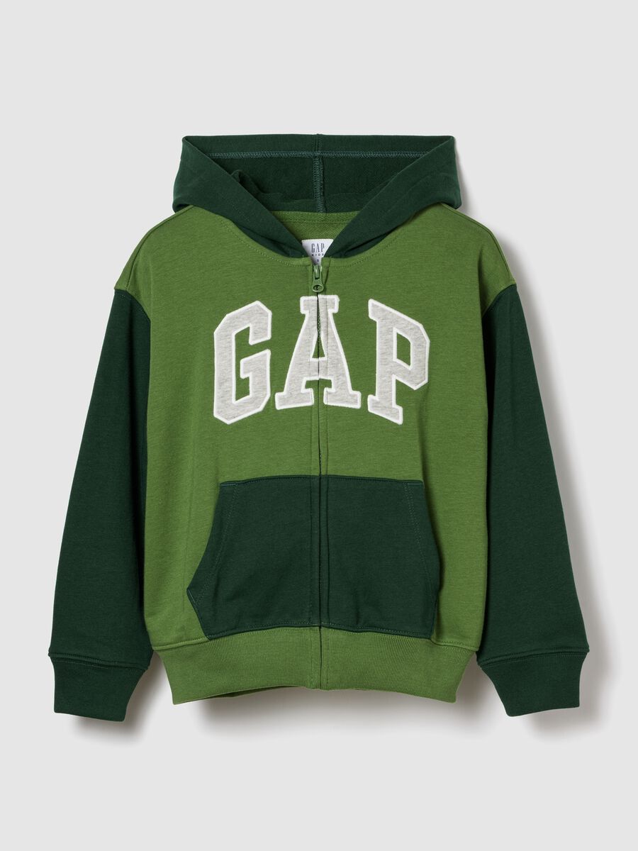 Green hooded sweatshirt with full zip_0