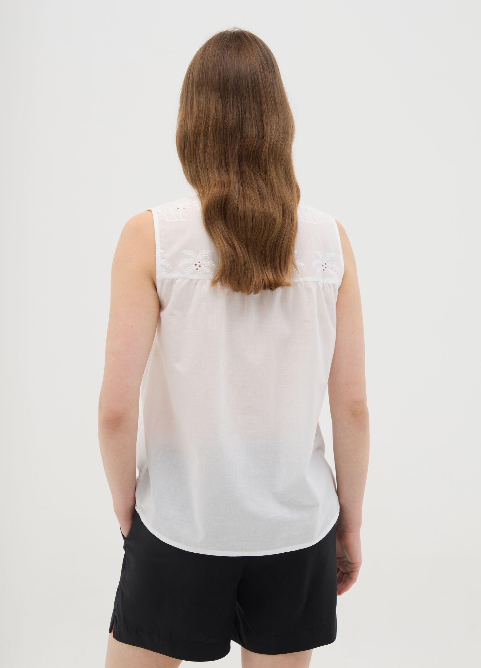 Women's pure cotton white blouse regular fit